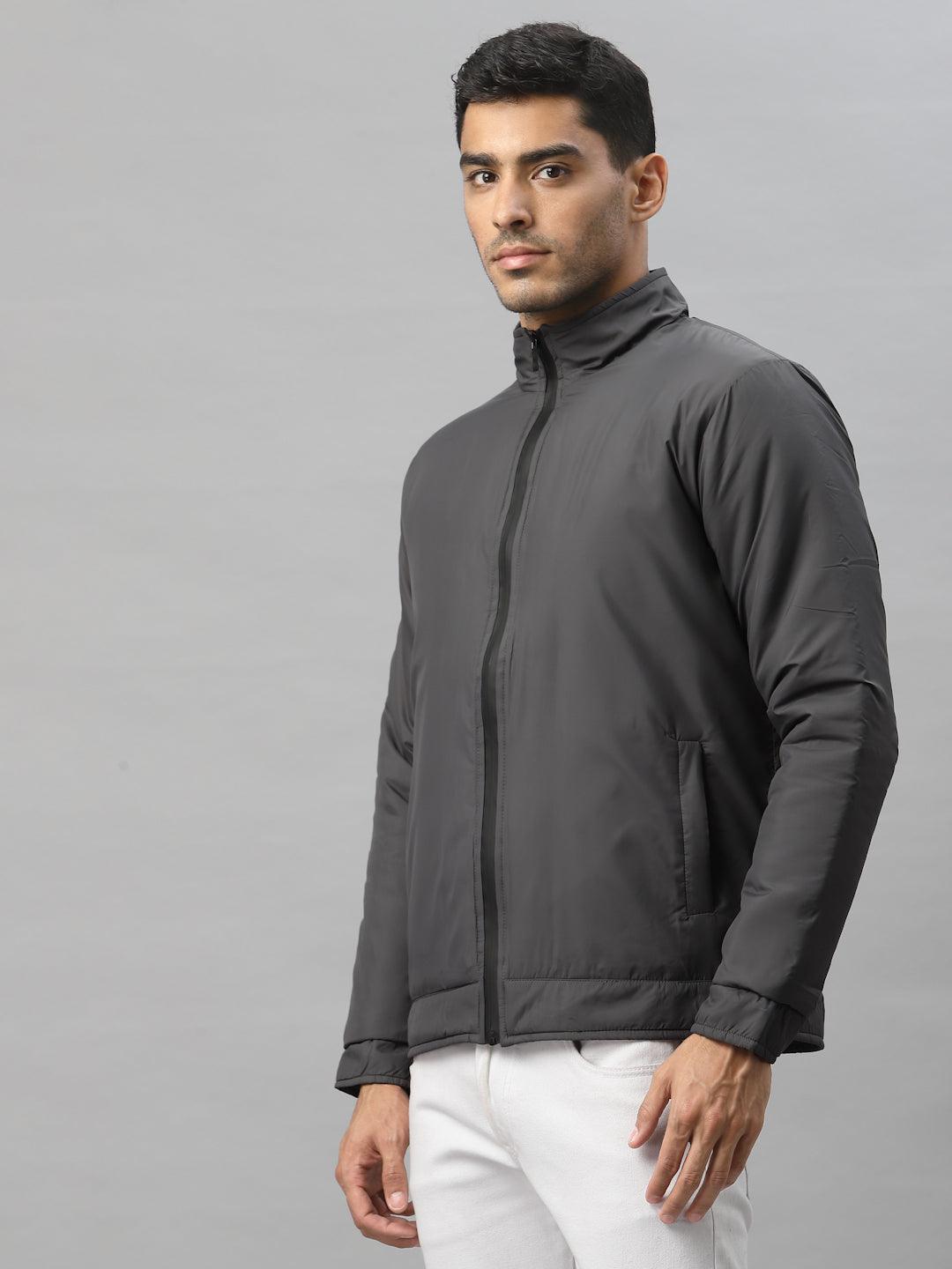 Style Quotient Men Grey Geometric Sporty Jacket