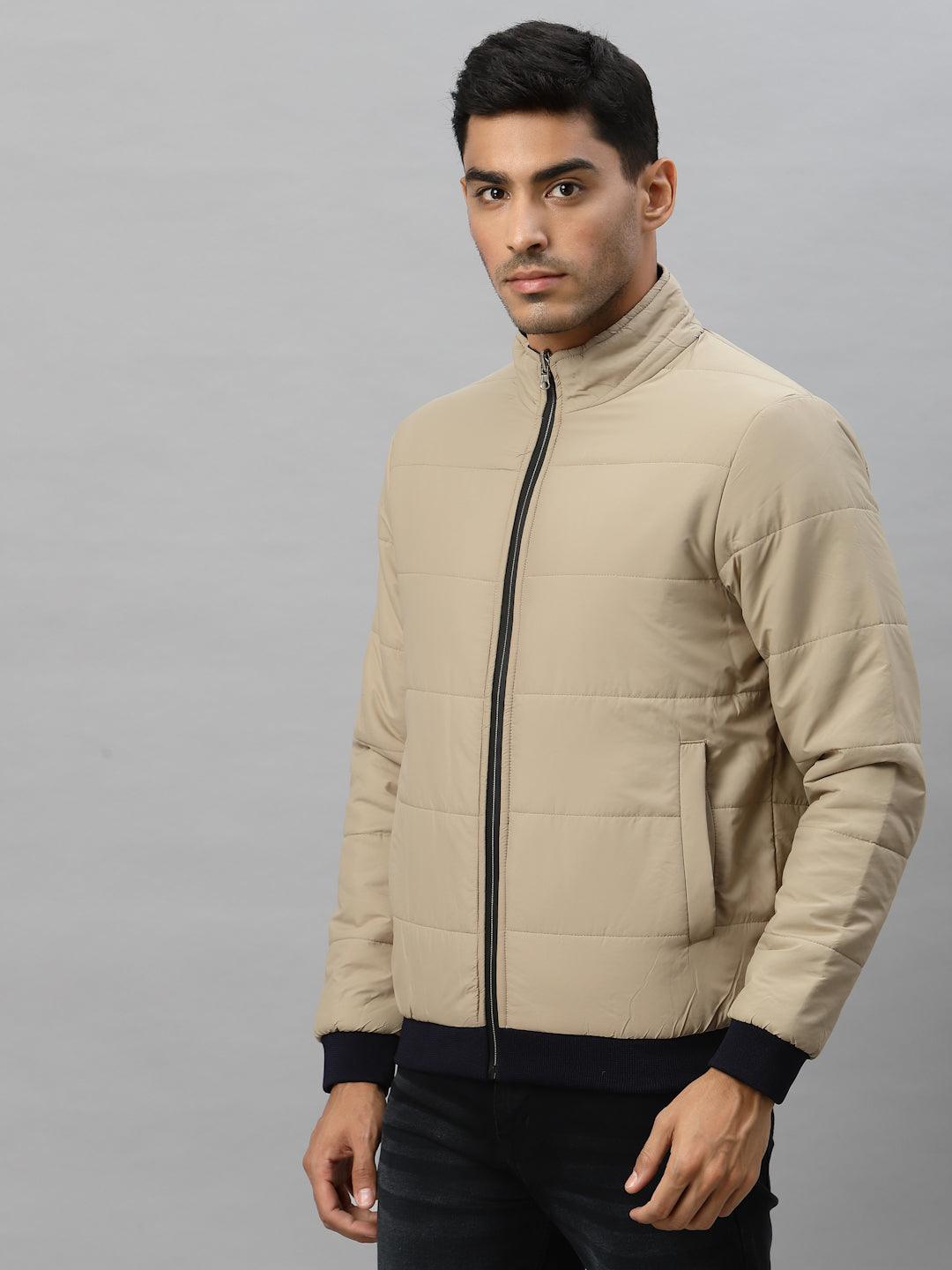 Style Quotient Men Beige Reversible Padded Jacket with Patchwork