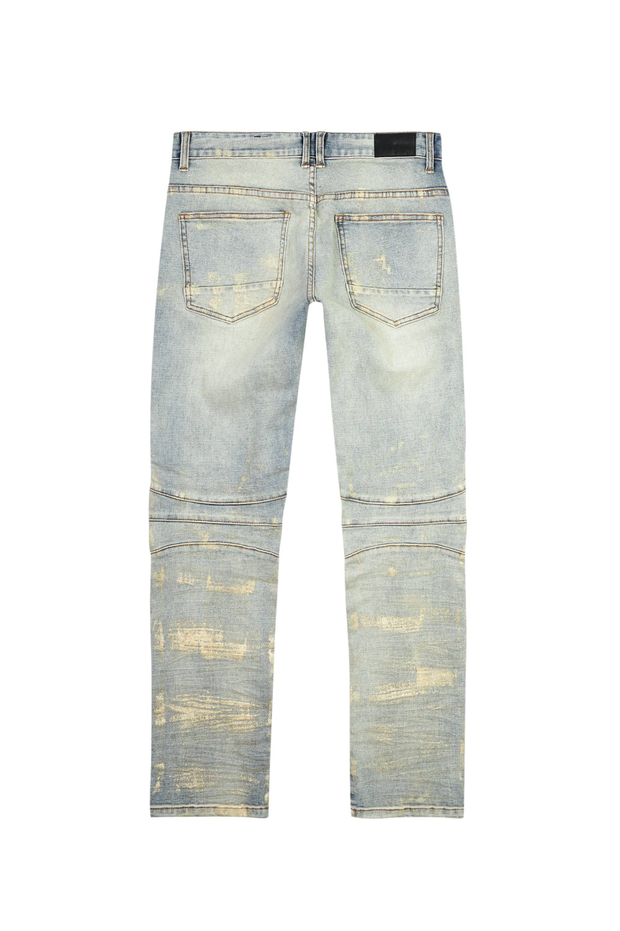 Waxed Zipper Moto Jeans