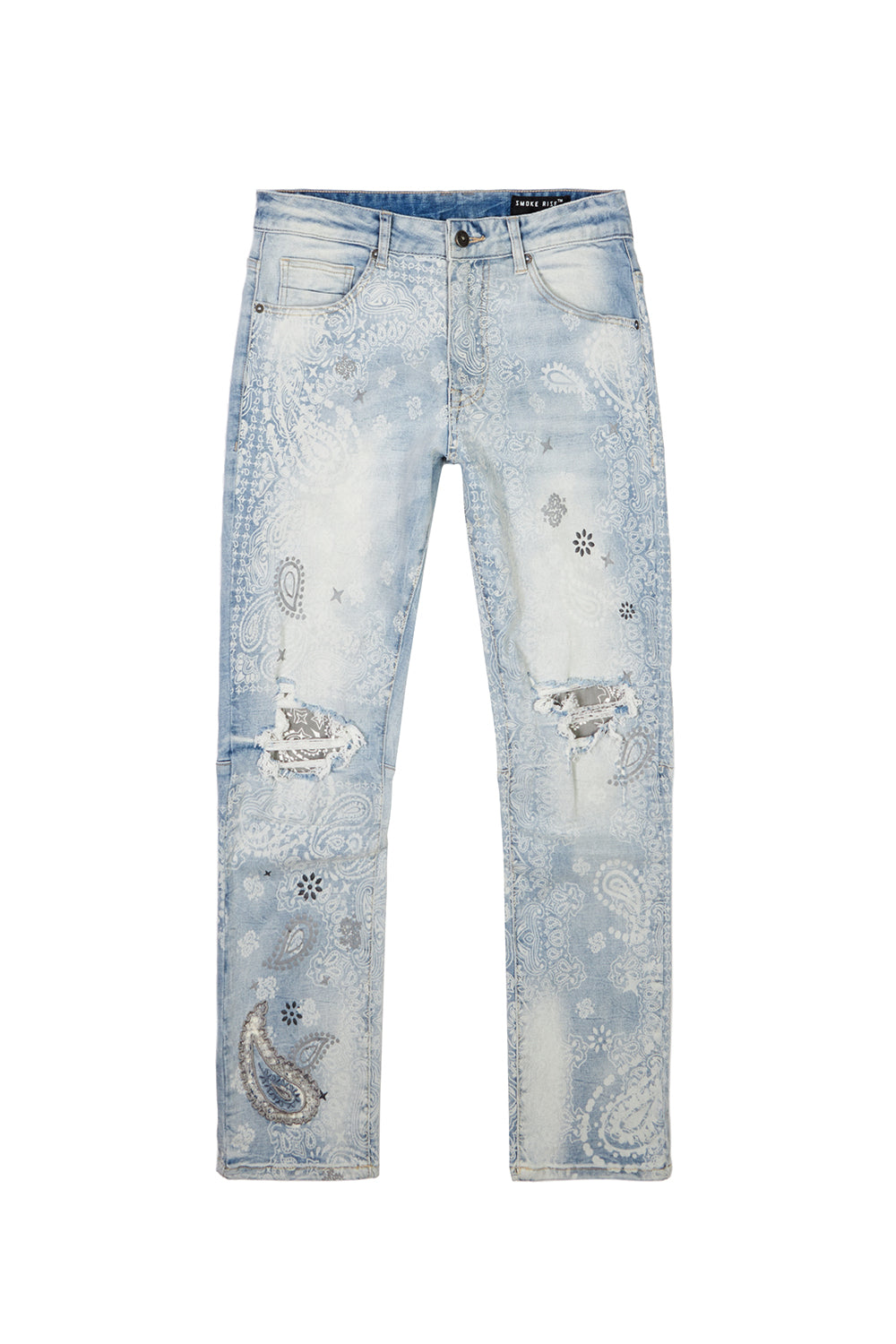 Laser Print Paisley Jeans