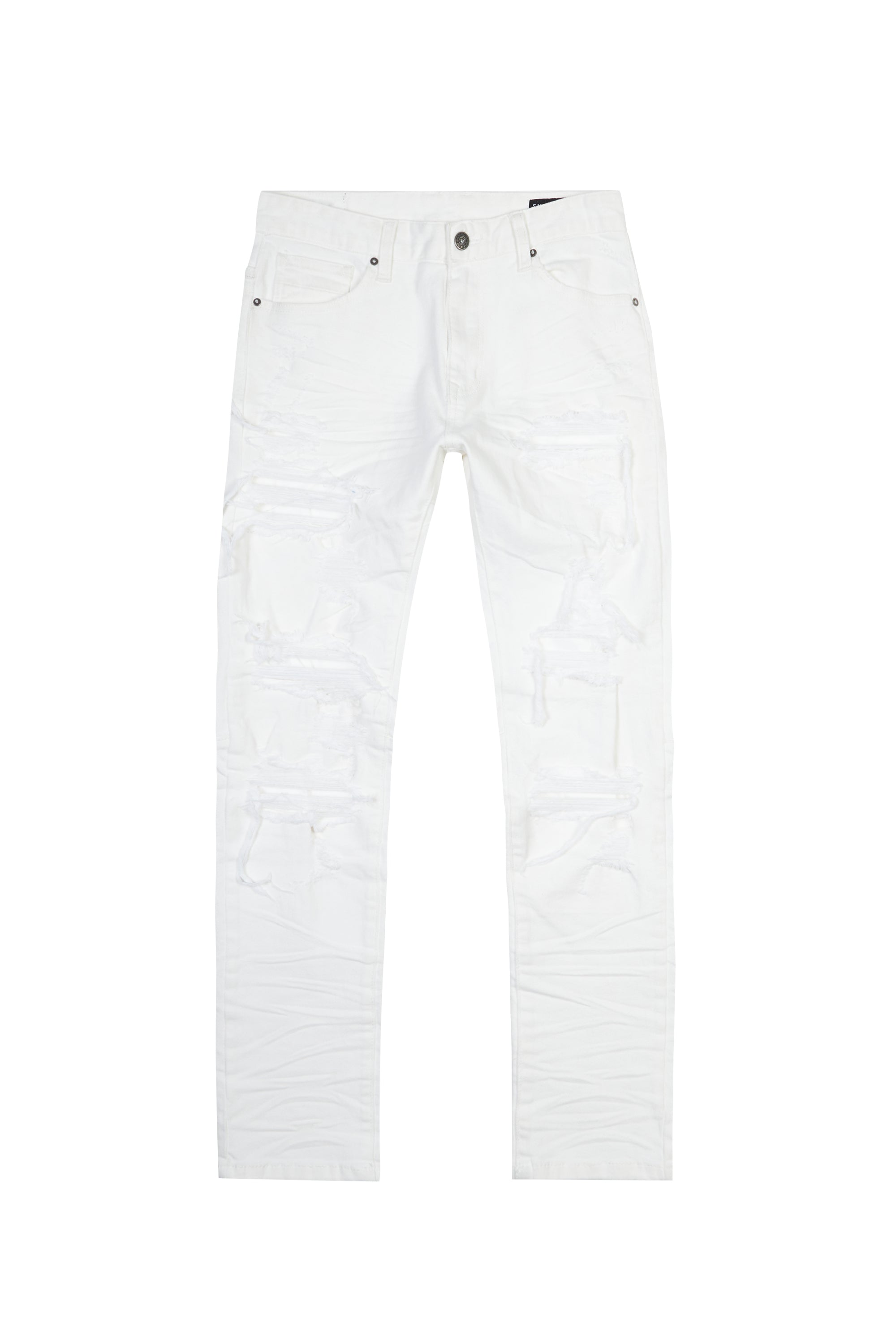 Distressed Rip & Repair Slim Tapered Denim Jeans