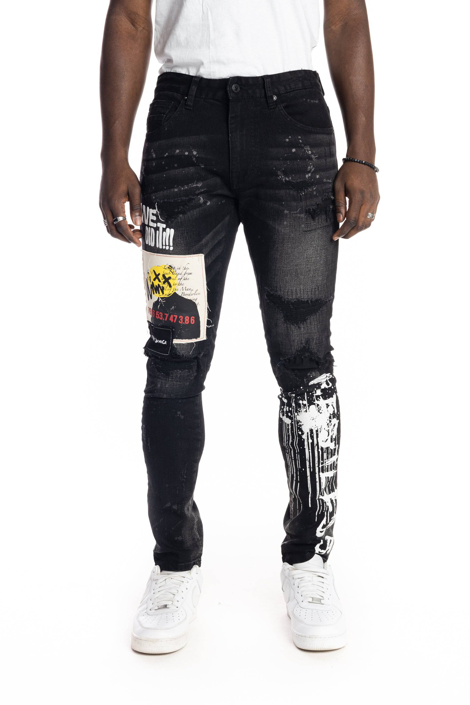 Graphic Patched Fashion Jeans