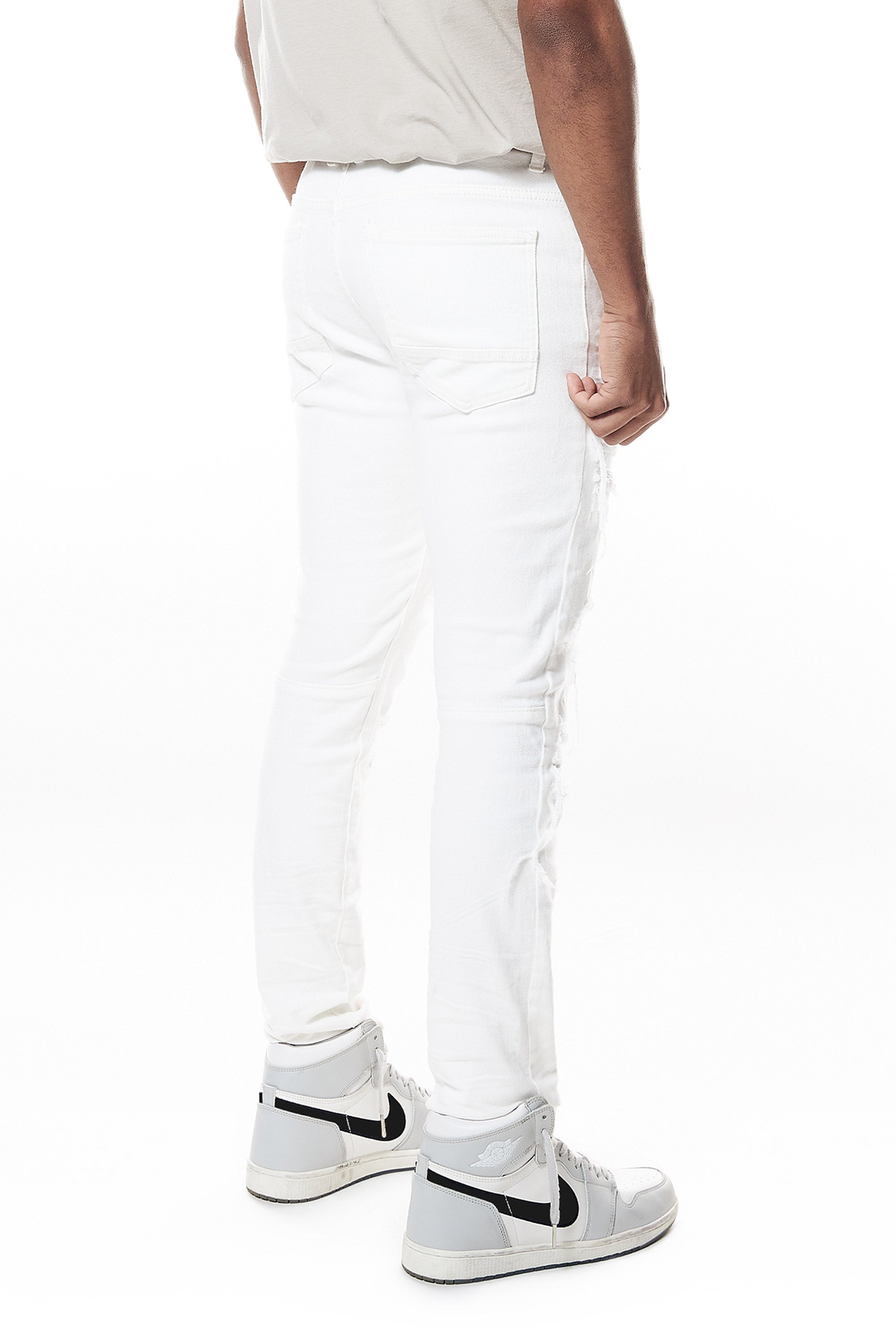 Distressed Rip & Repair Slim Tapered Denim Jeans