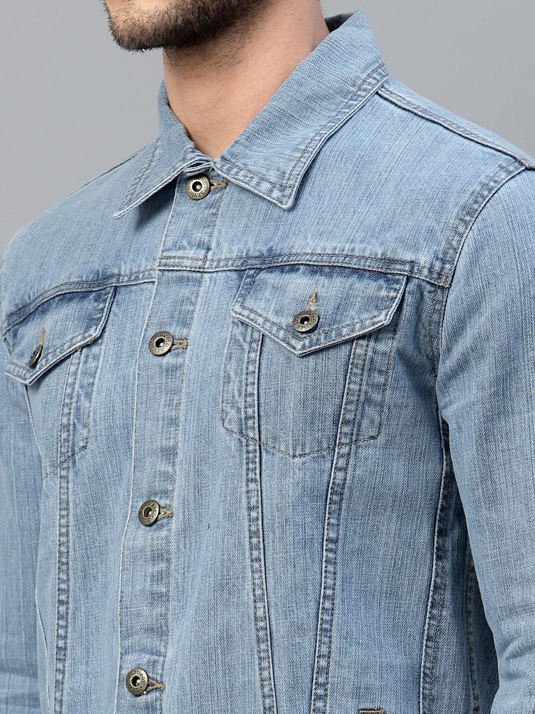 Style Quotient Men Blue Washed Denim Jacket