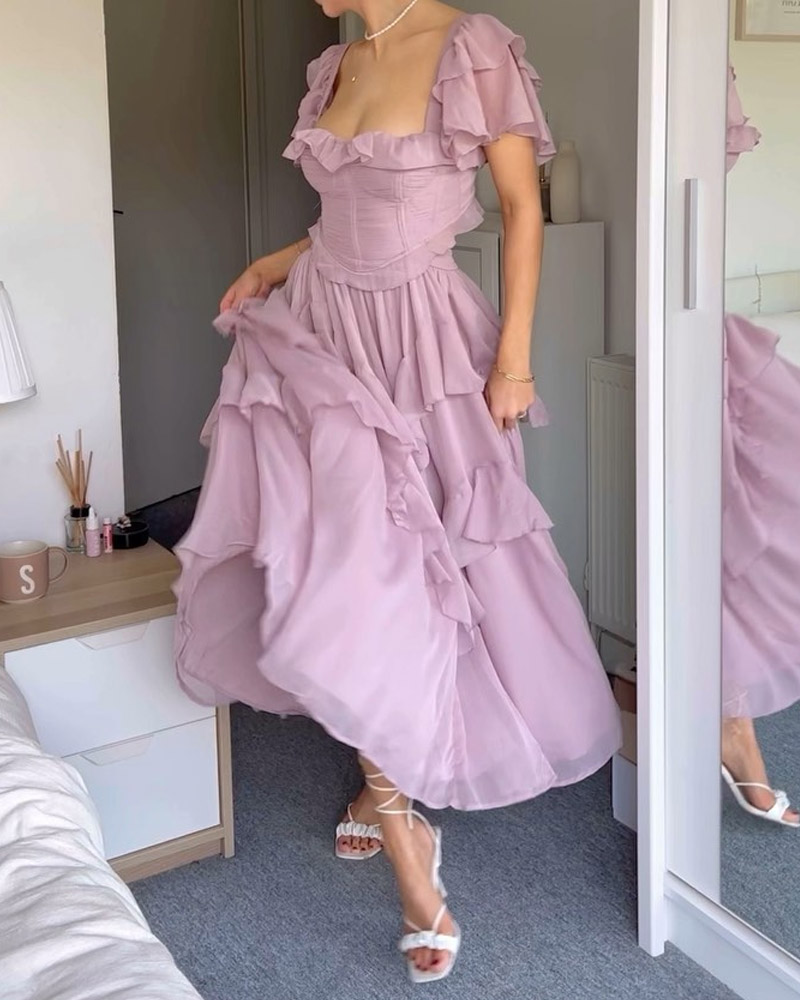 Square Neck Lace Dress