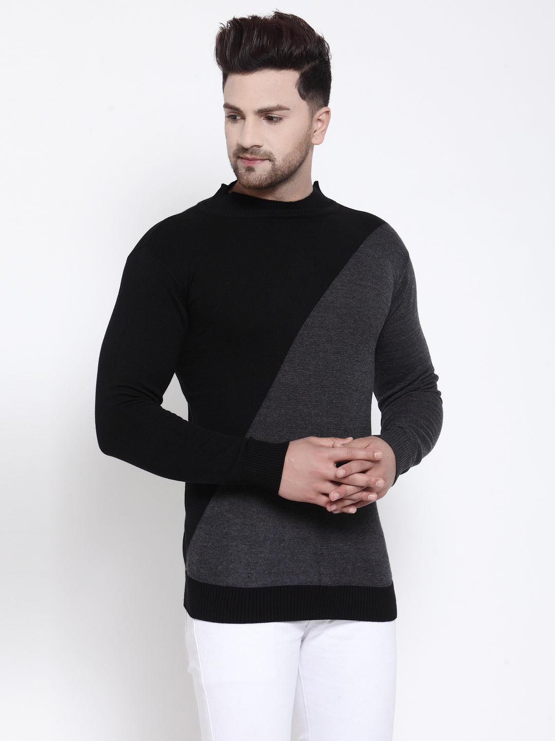 Men Grey Solid Sweater