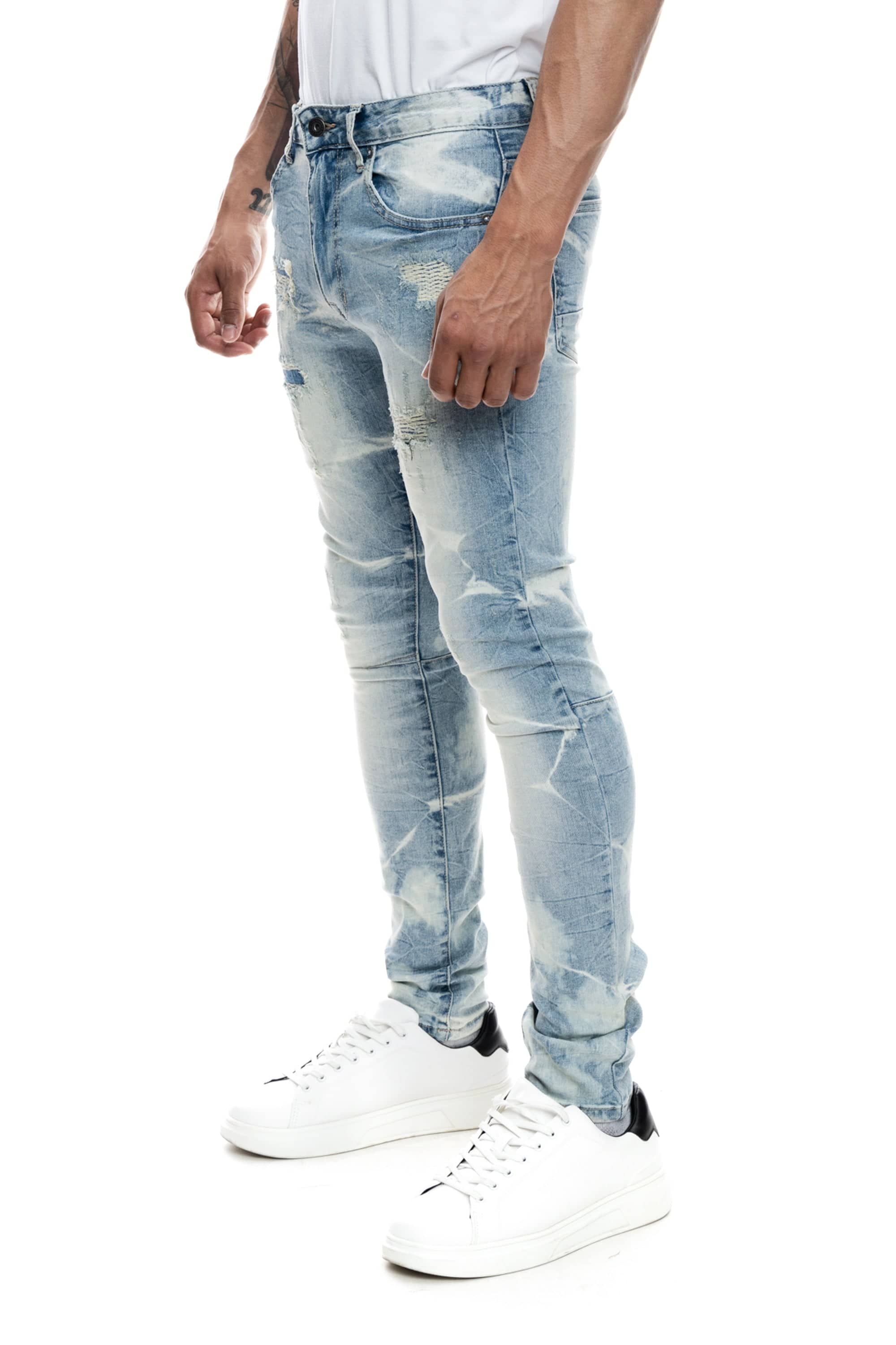 Rip & Repaired Lightning Washed Denim Jeans