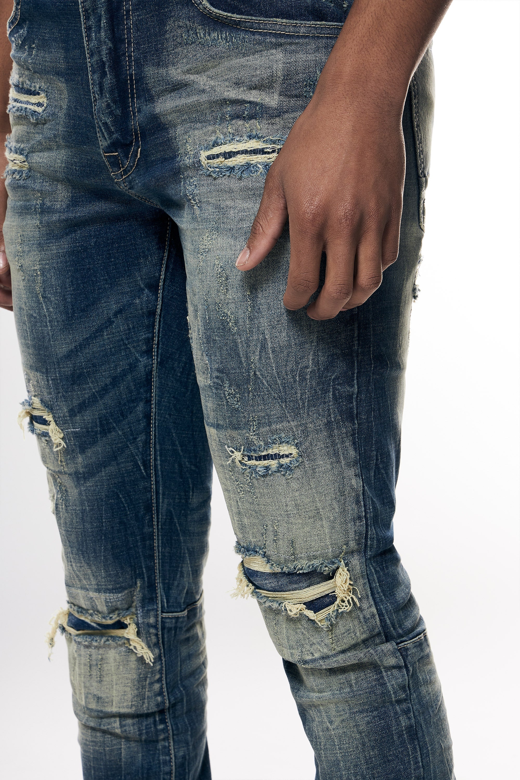 Distressed Rip & Repair Super Skinny Denim Jeans