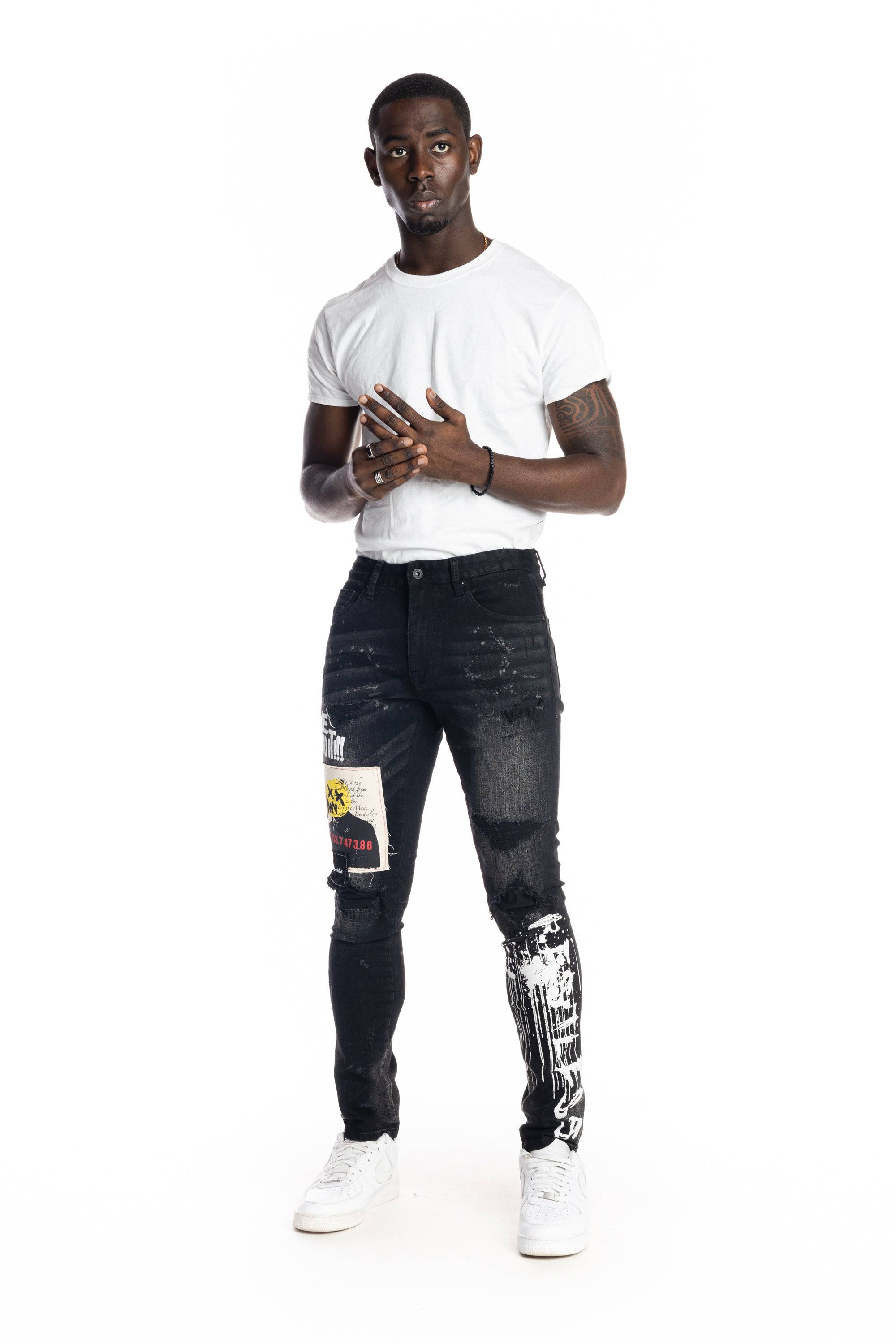 Graphic Patched Fashion Jeans