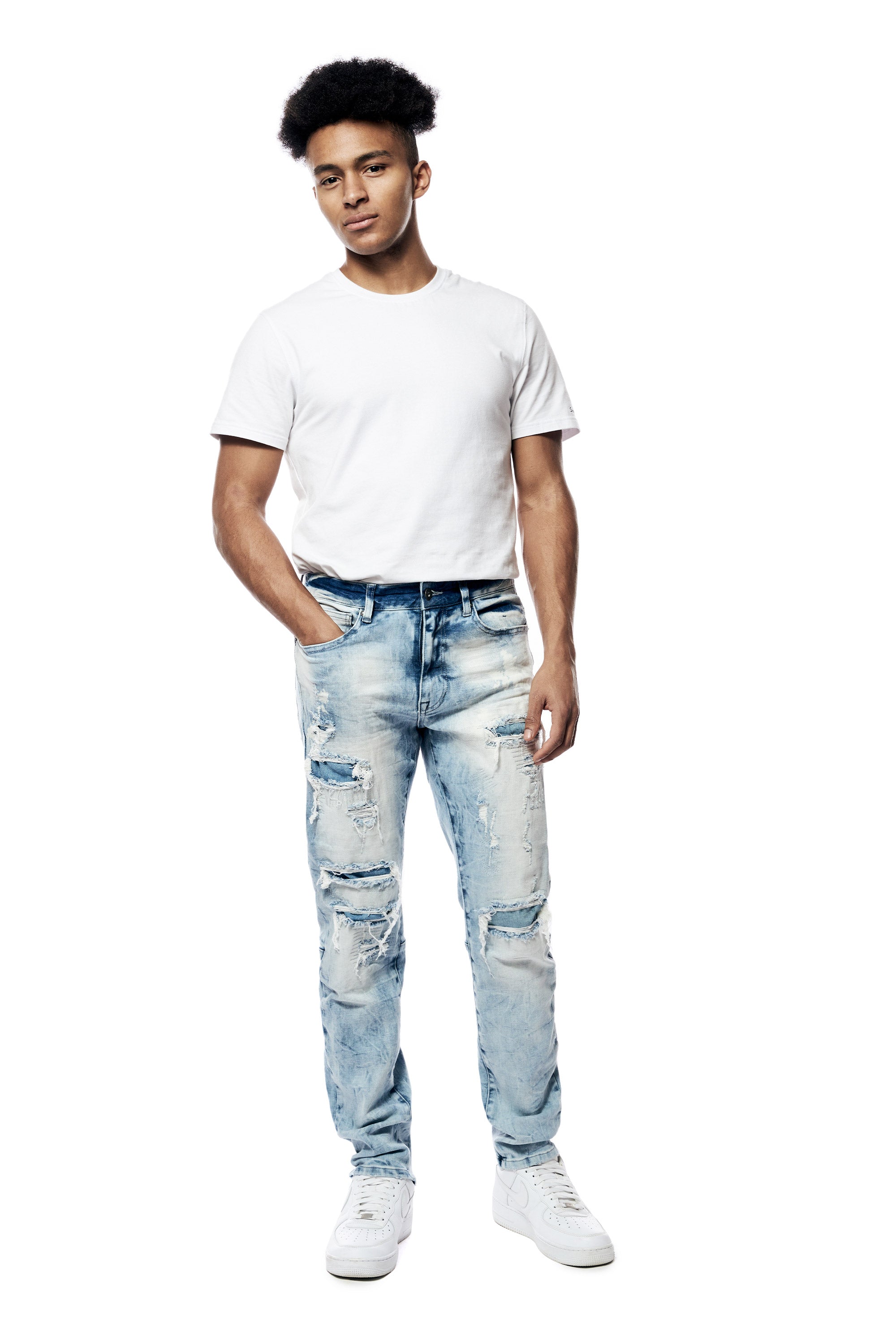 Bleach Washed Rip & Repaired Jeans