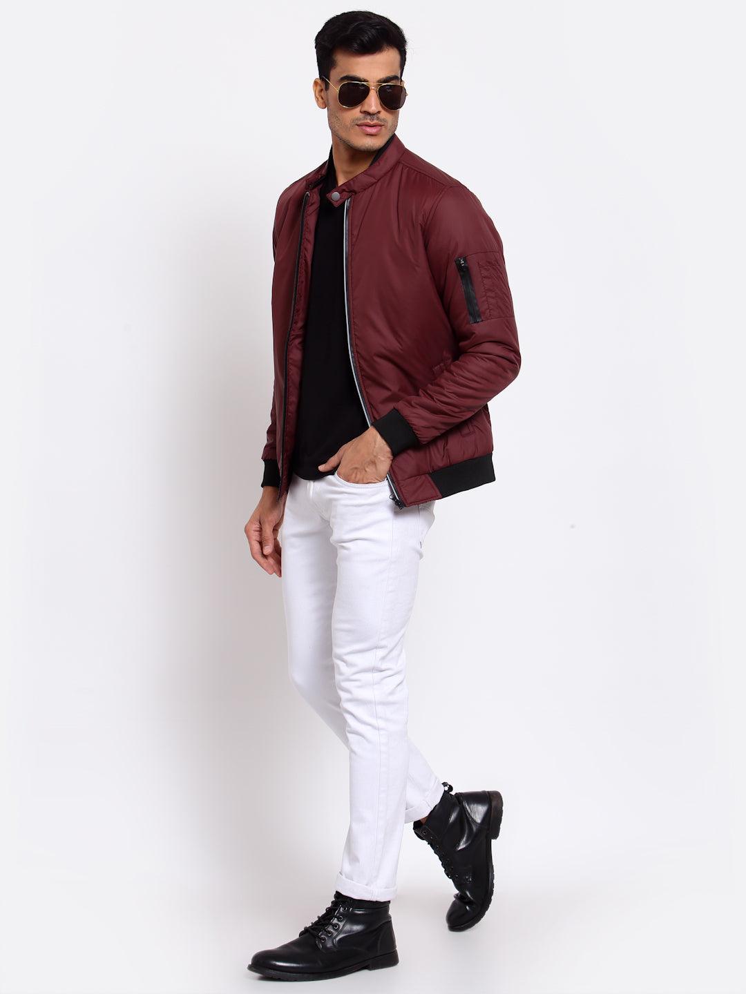 Men Maroon Lightweight Outdoor Bomber Jacket