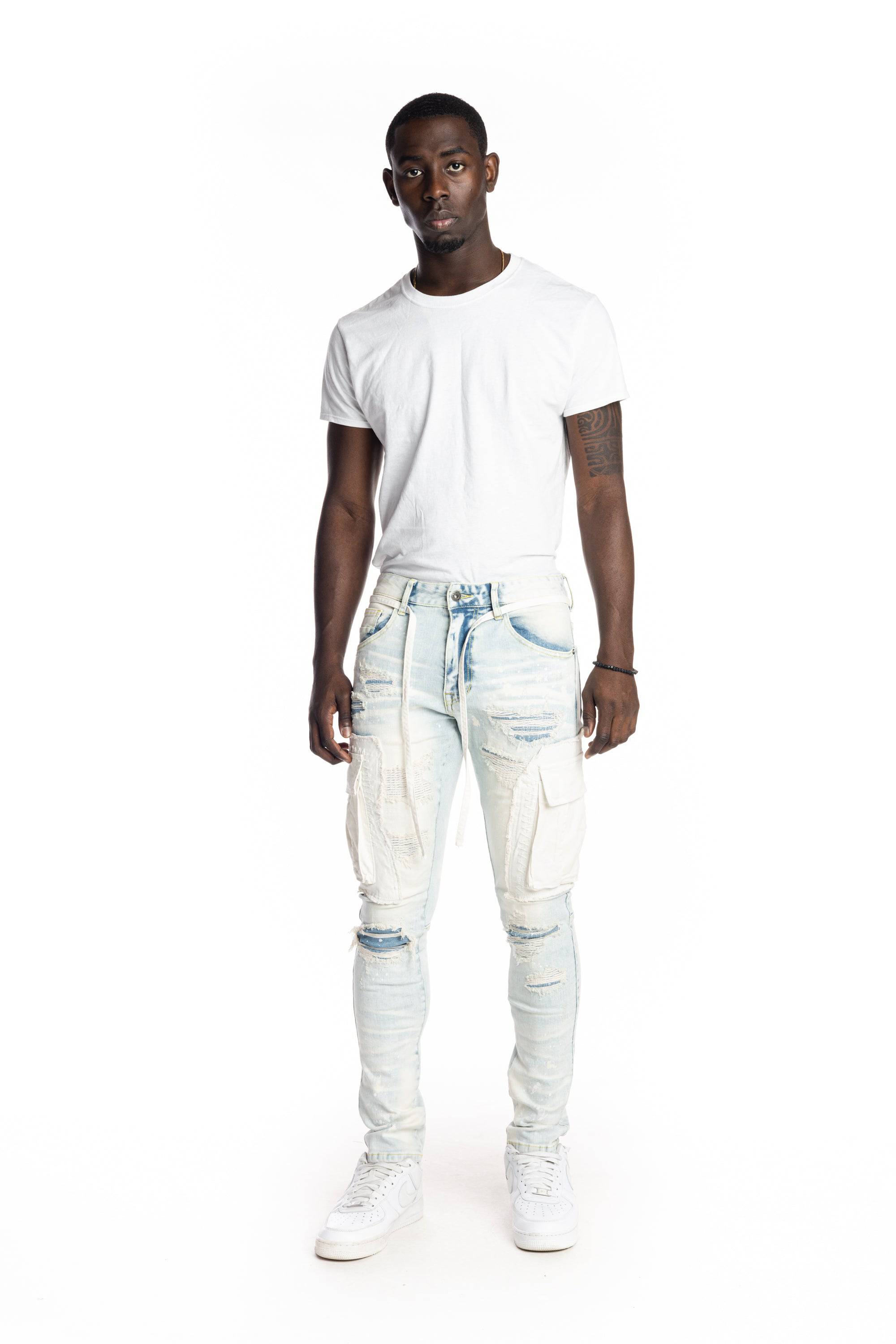 Belted Cargo Fashion Jeans
