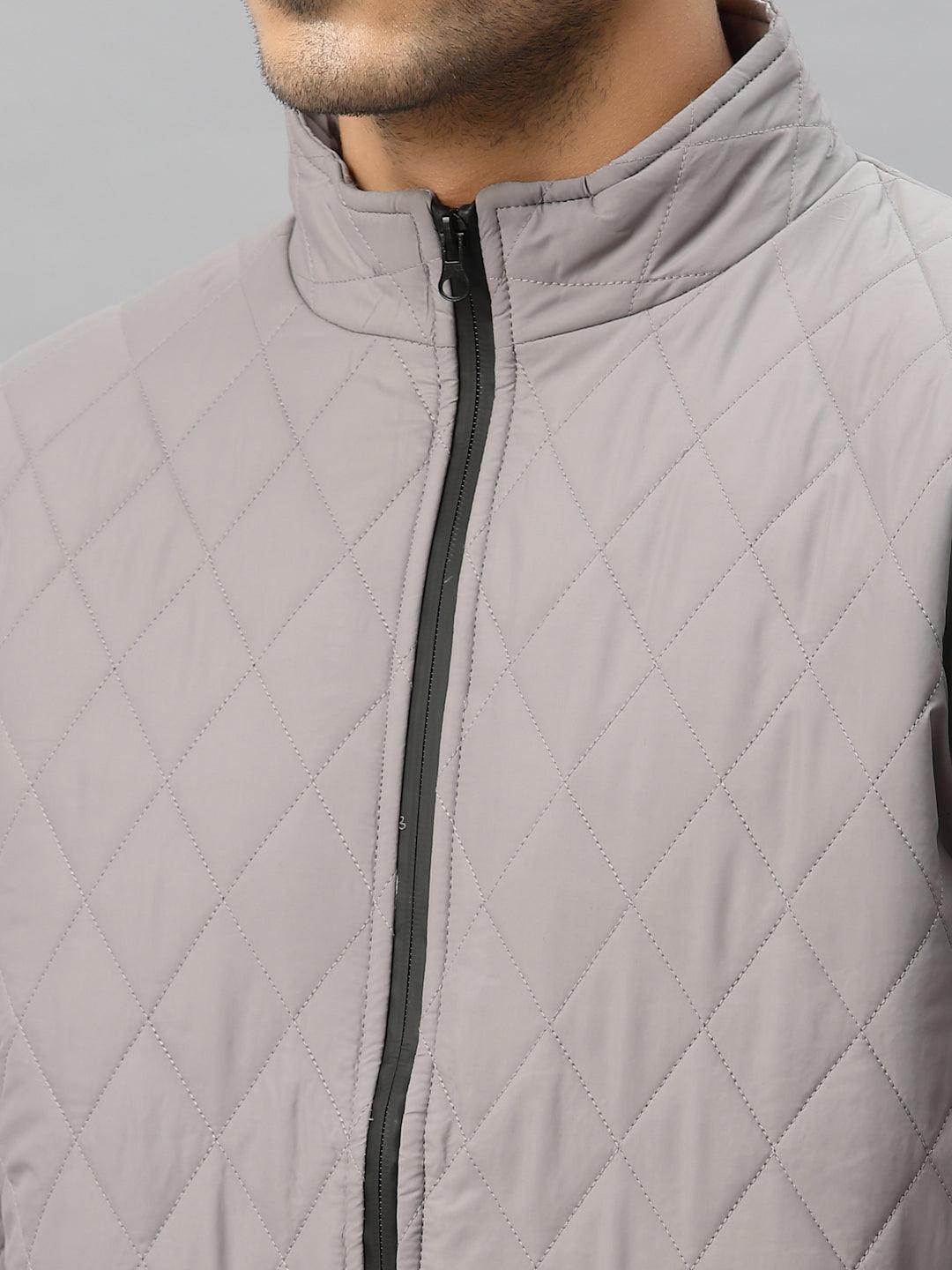 Style Quotient Men Grey Colourblocked Quilted Jacket