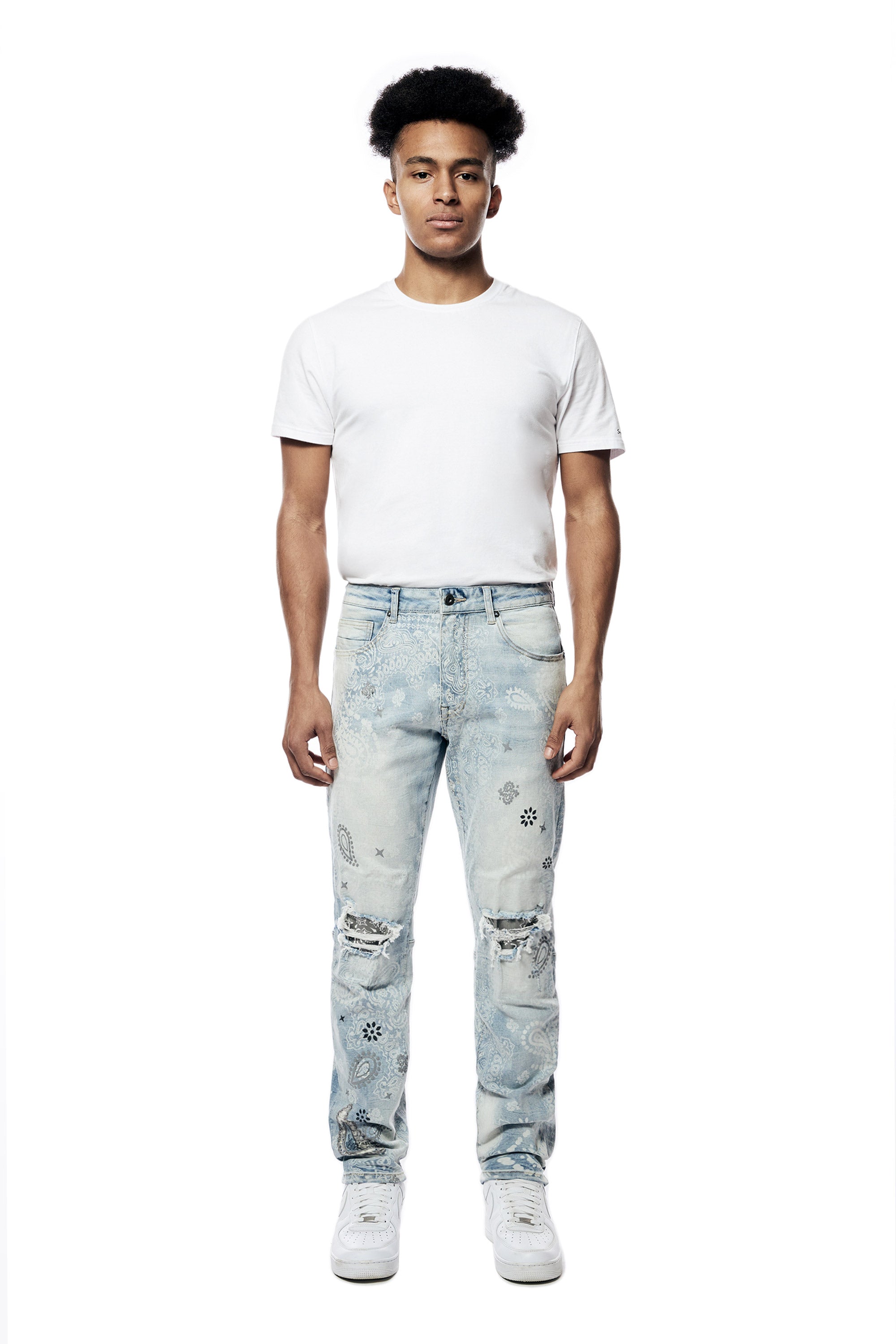 Laser Print Paisley Jeans