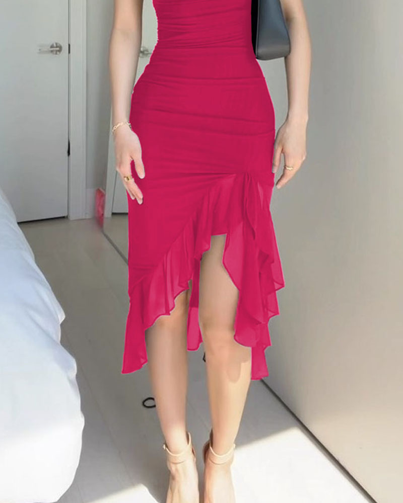 Casual Sleeveless Ruffle Dress