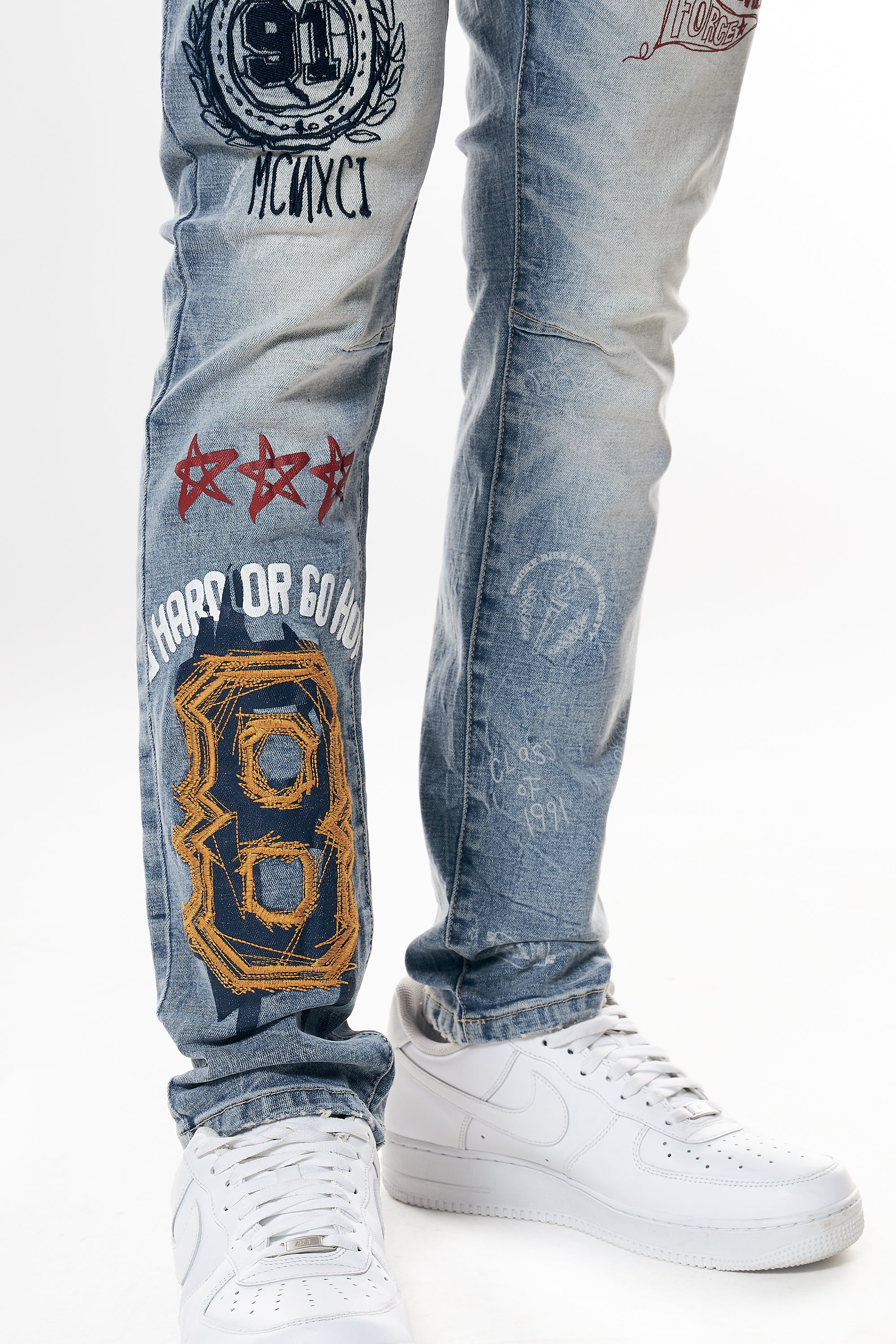 Varsity Slim Tapered Denim Jeans