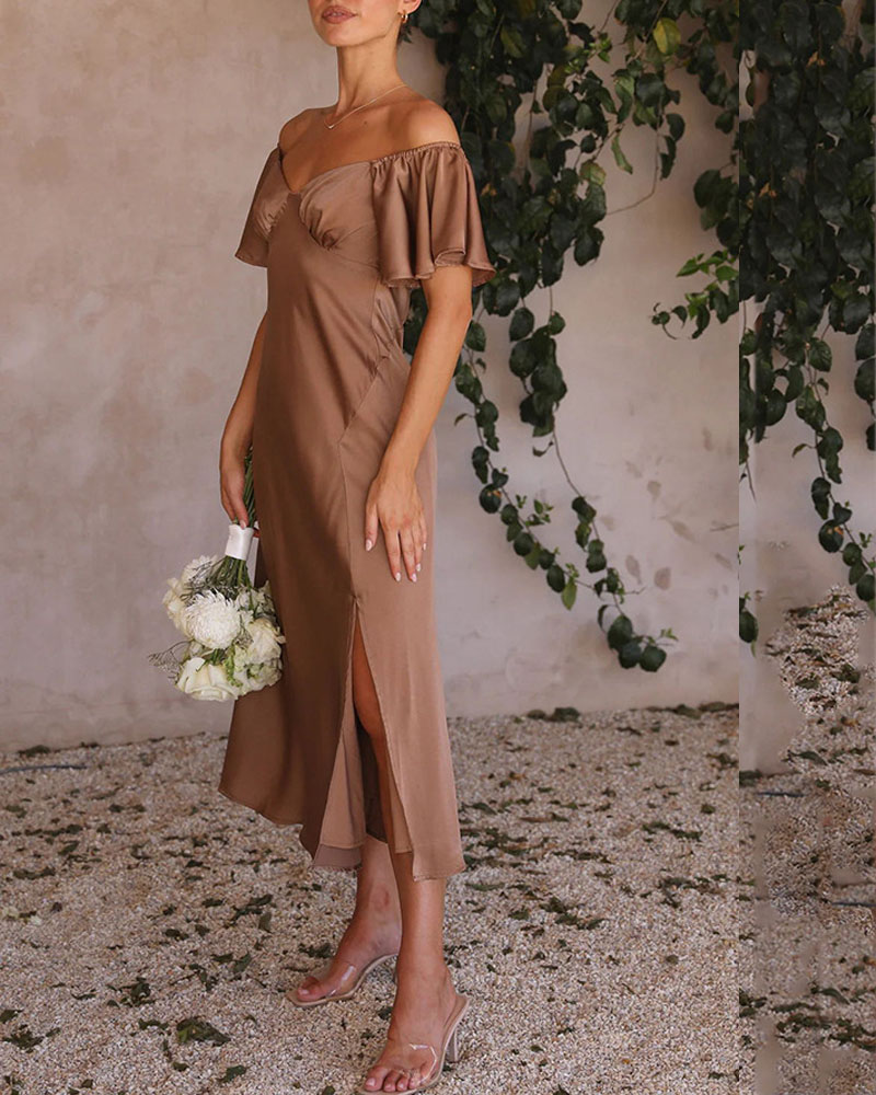 Elegant Solid Color One Shoulder Dress