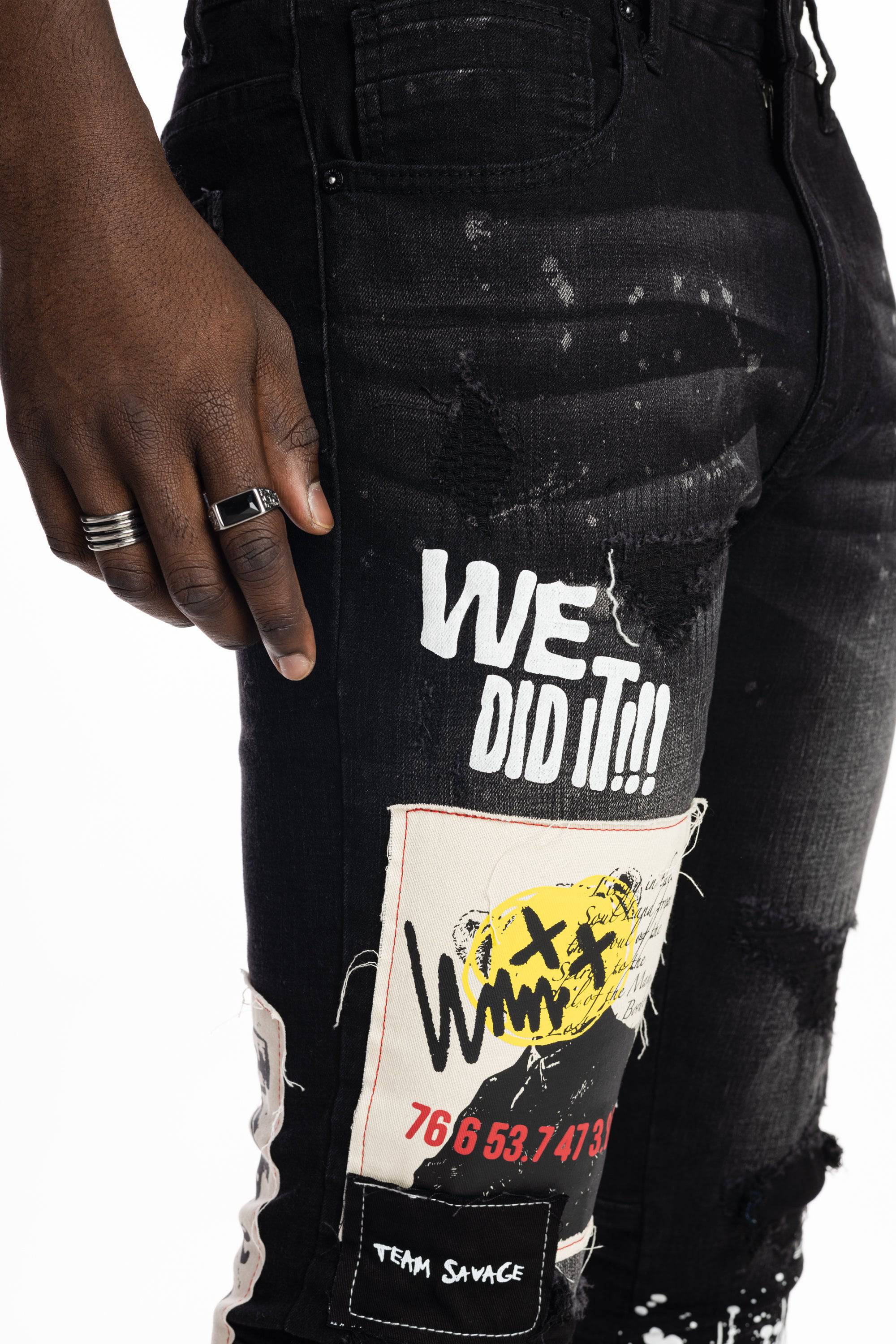 Graphic Patched Fashion Jeans