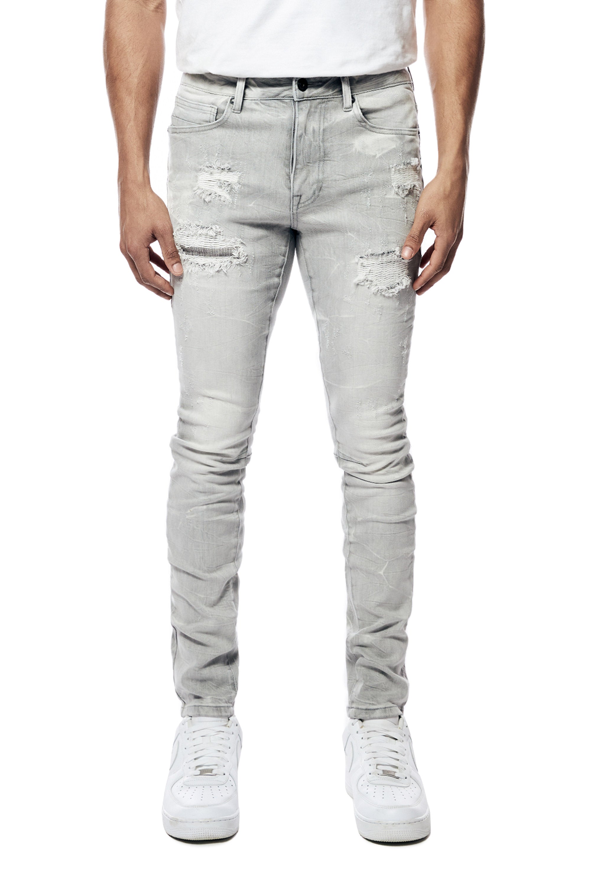 Rip & Repaired Lightning Washed Denim Jeans