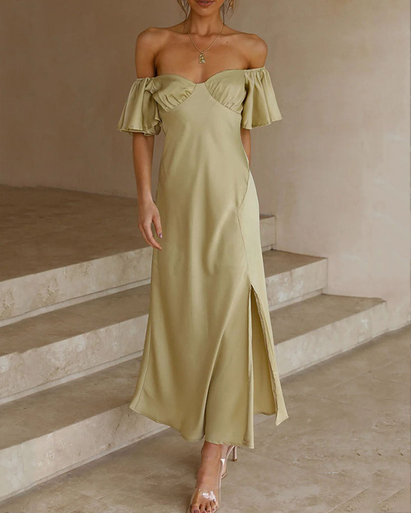 Elegant Solid Color One Shoulder Dress