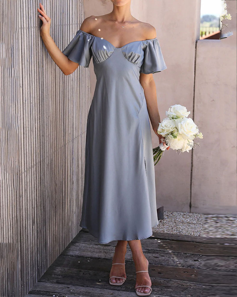 Elegant Solid Color One Shoulder Dress