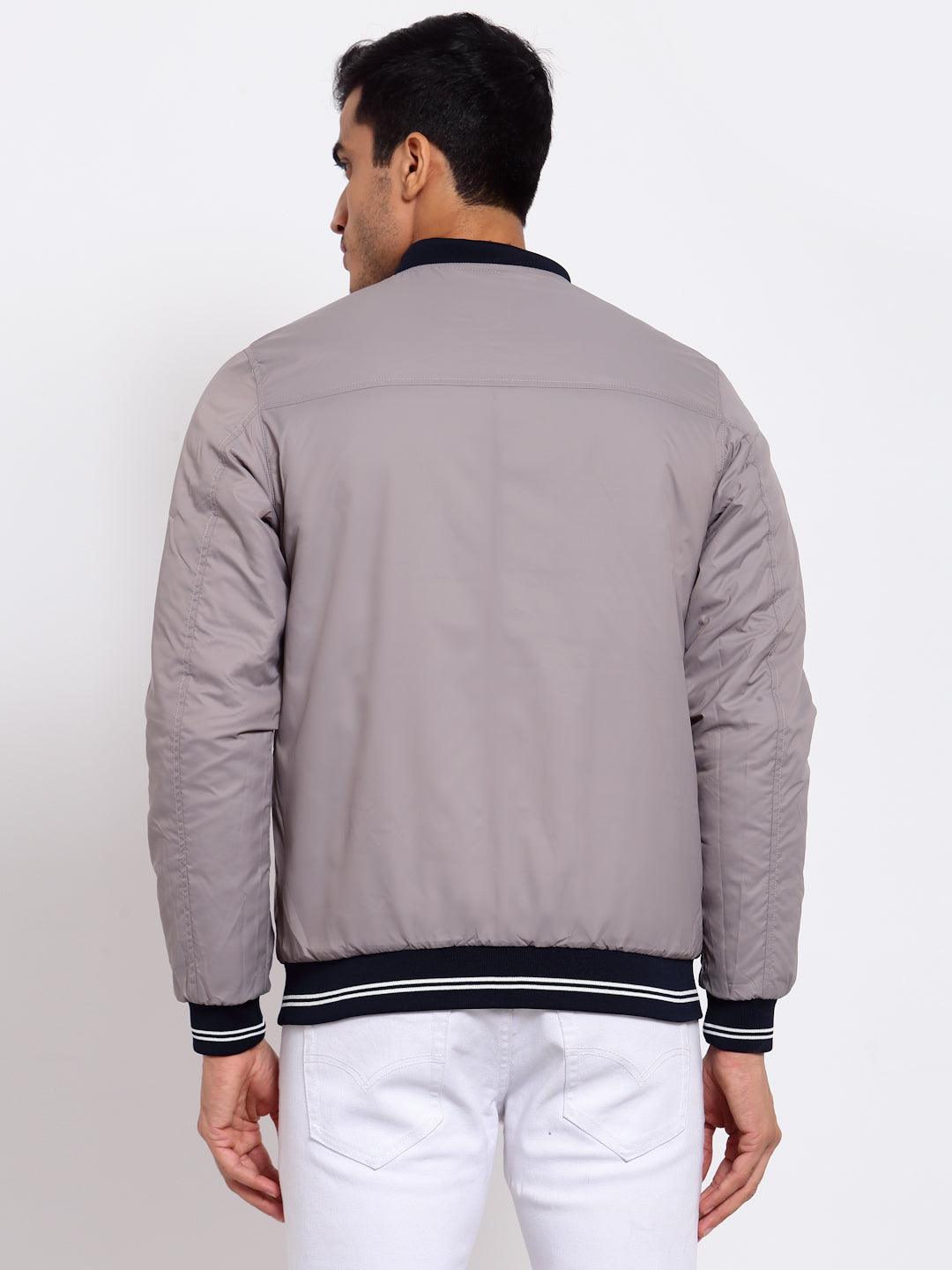 Men Navy Blue Reversible Bomber Jacket