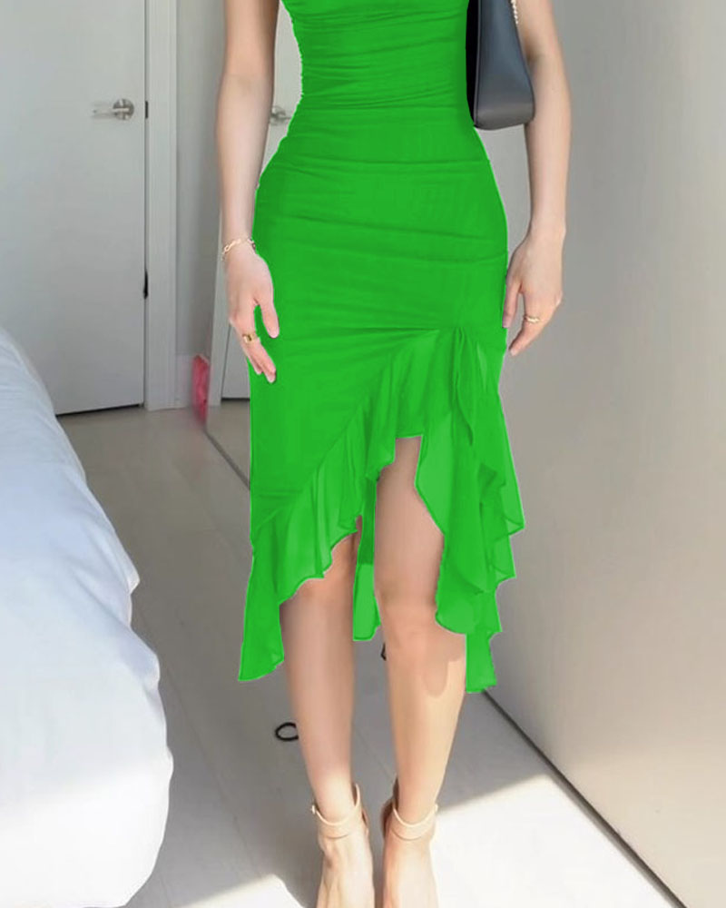 Casual Sleeveless Ruffle Dress