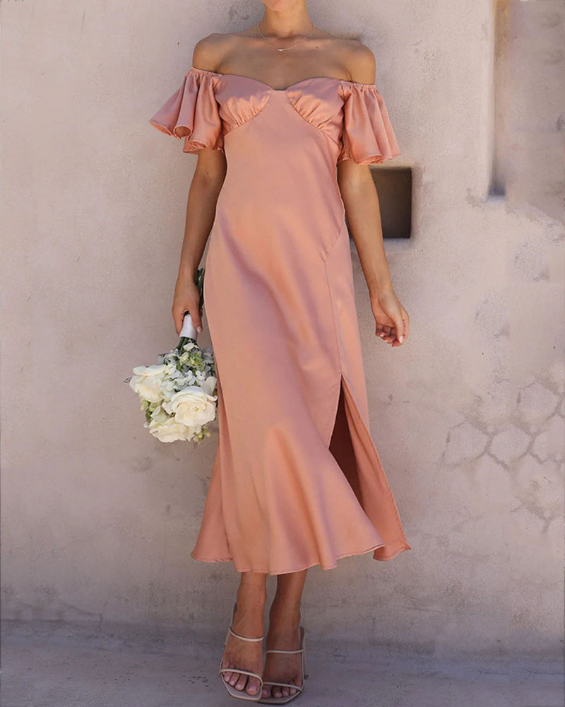 Elegant Solid Color One Shoulder Dress