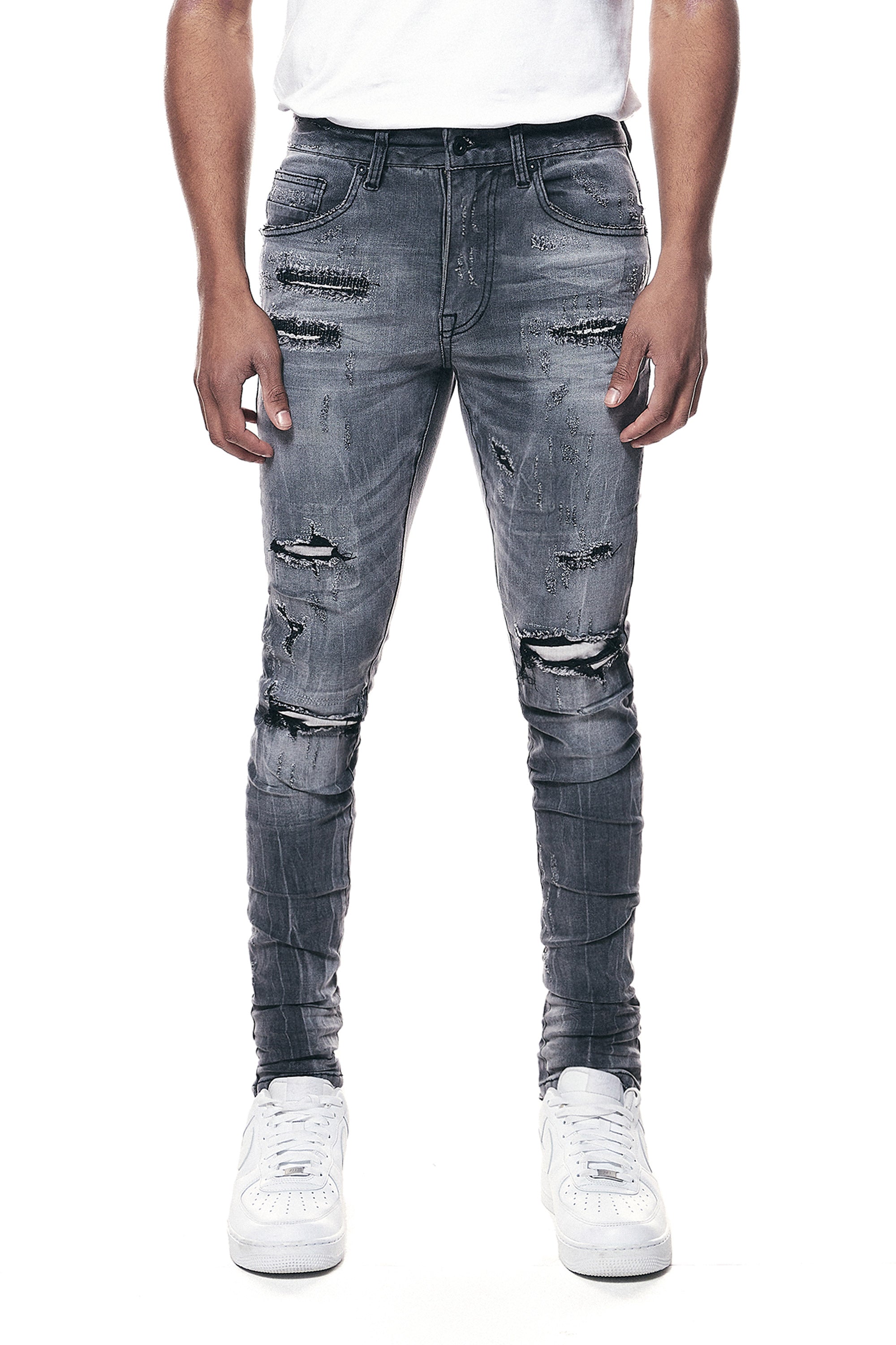 Distressed Rip & Repair Super Skinny Denim Jeans