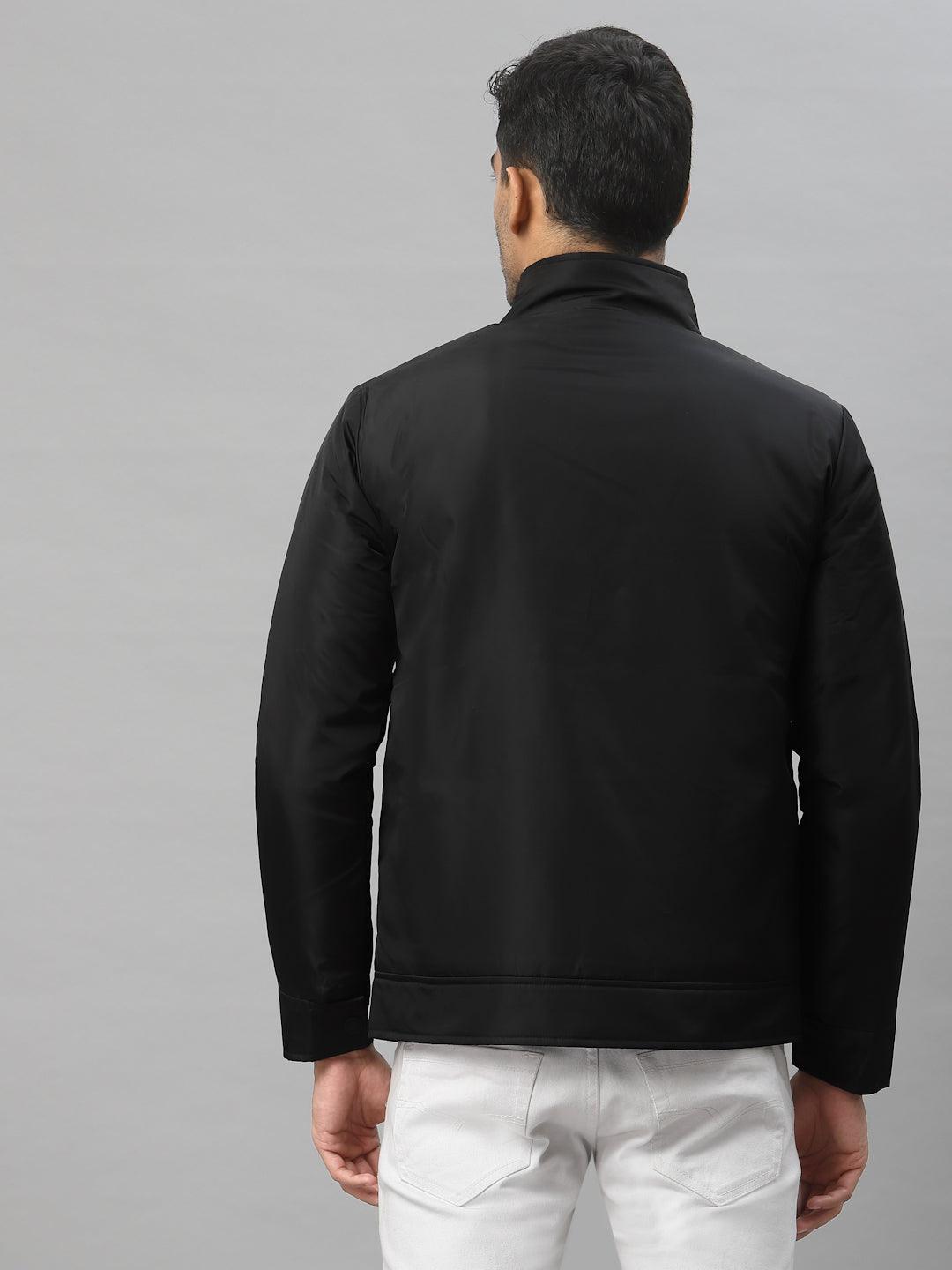 Style Quotient Men Black Camouflage Open Front Jacket with Embroidered