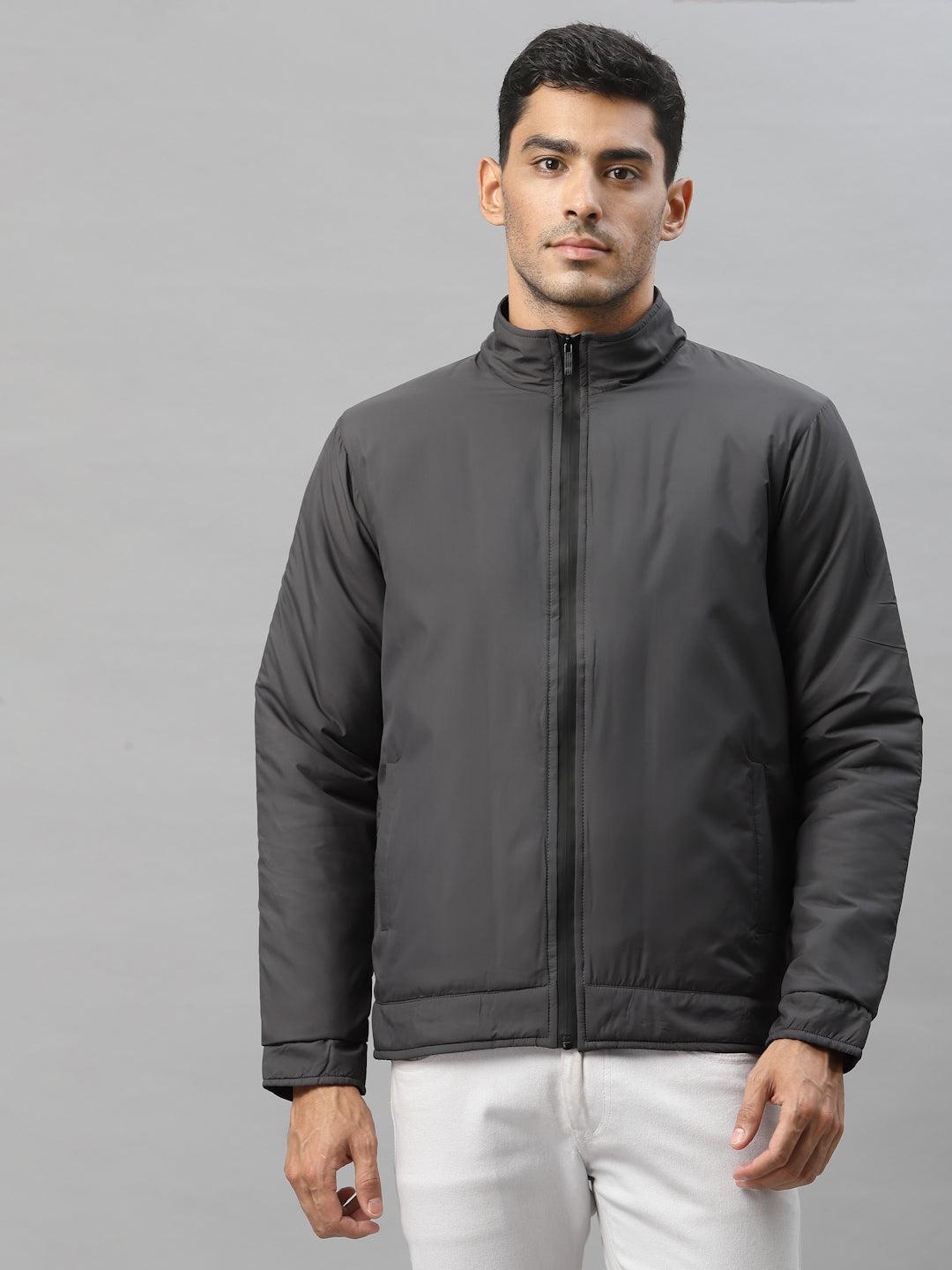 Style Quotient Men Grey Geometric Sporty Jacket
