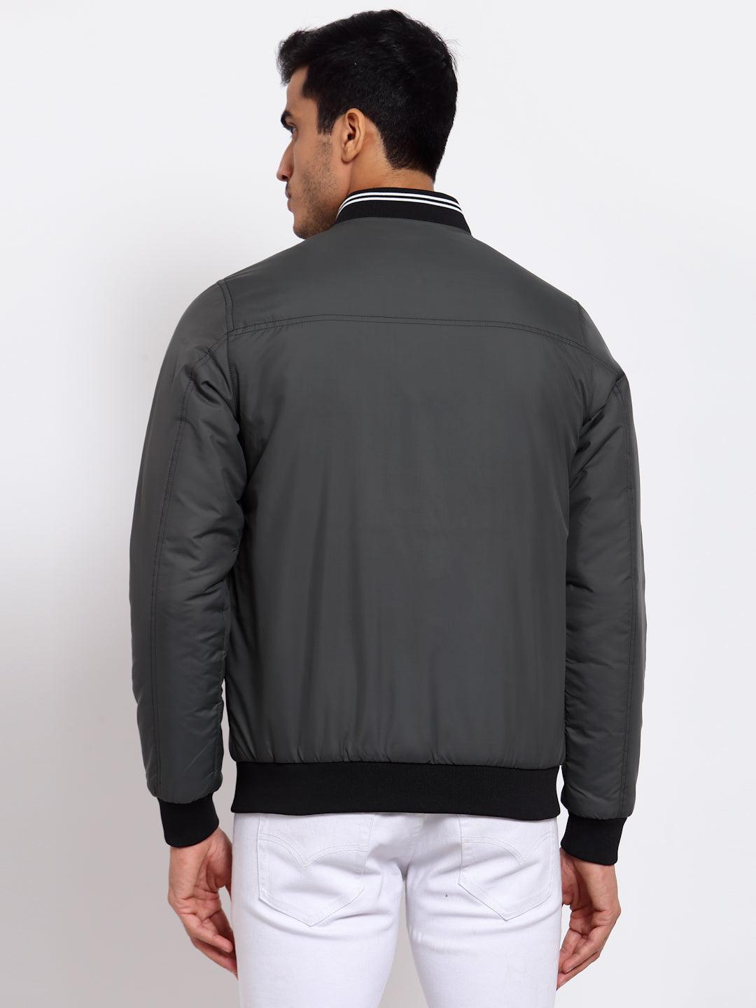 Men Olive Green Black Reversible Outdoor Bomber Jacket