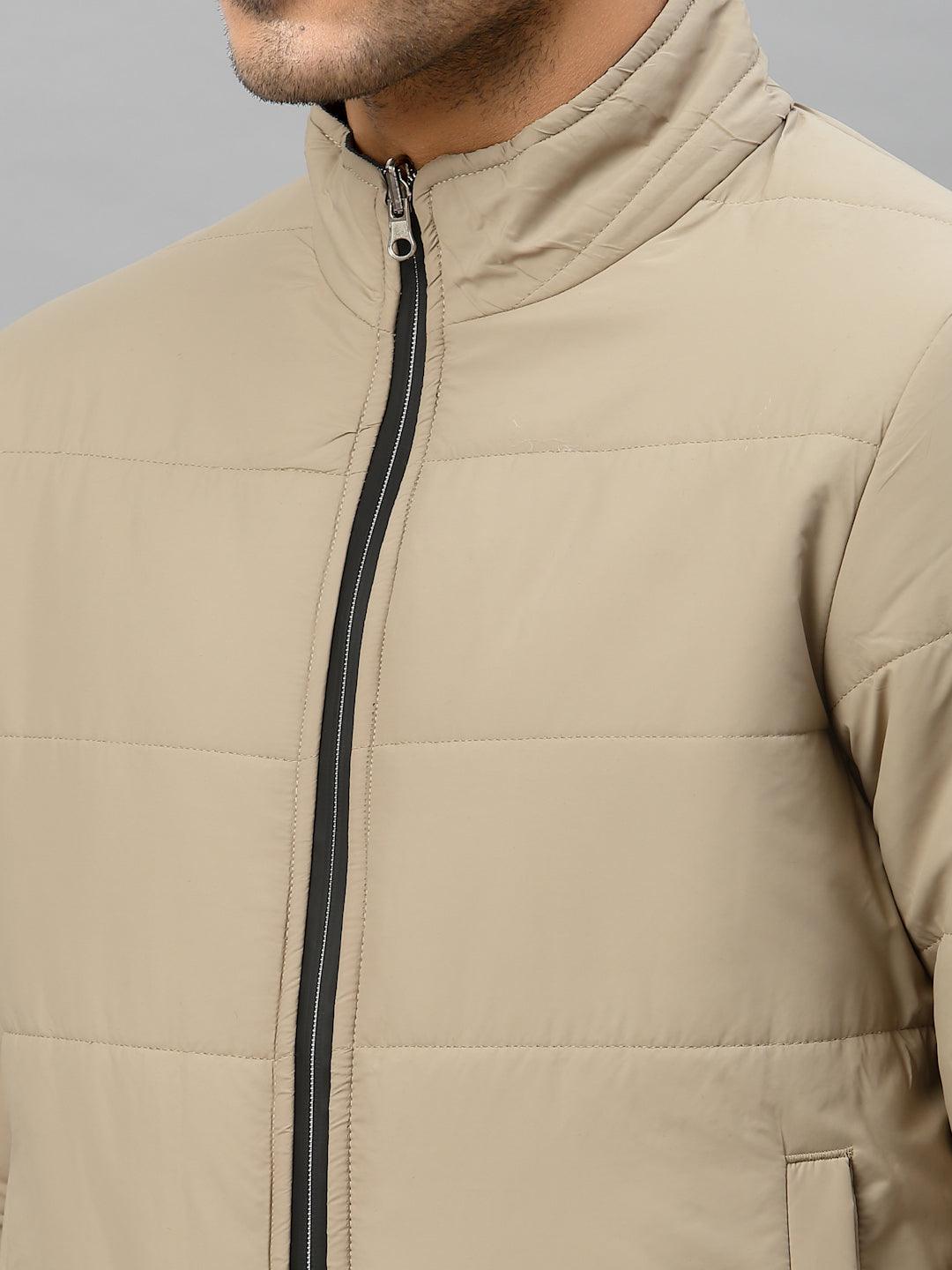 Style Quotient Men Beige Reversible Padded Jacket with Patchwork