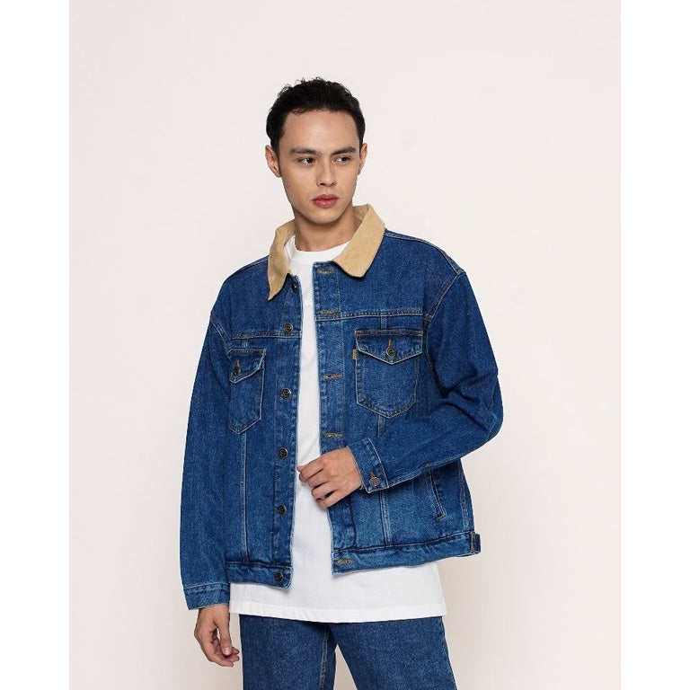 Erigo Denim Jacket Corduroy Collar Nara Medium Blue