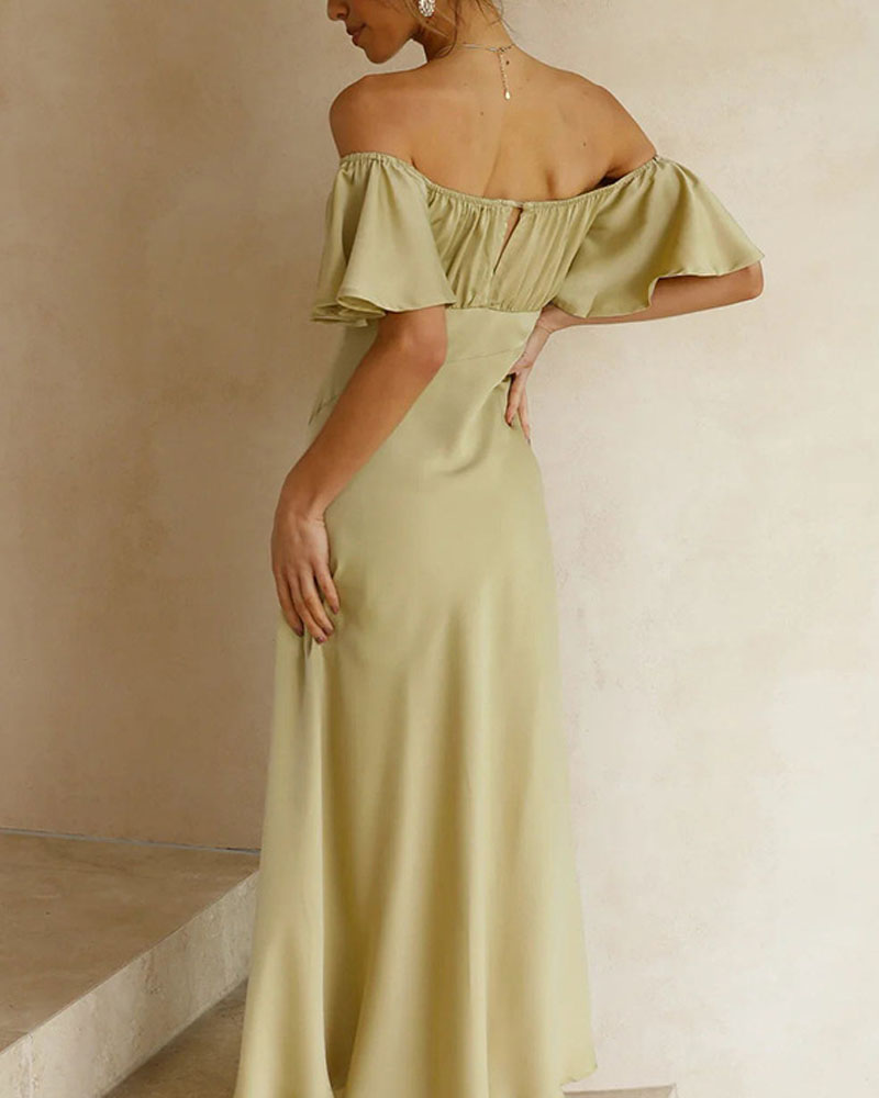 Elegant Solid Color One Shoulder Dress