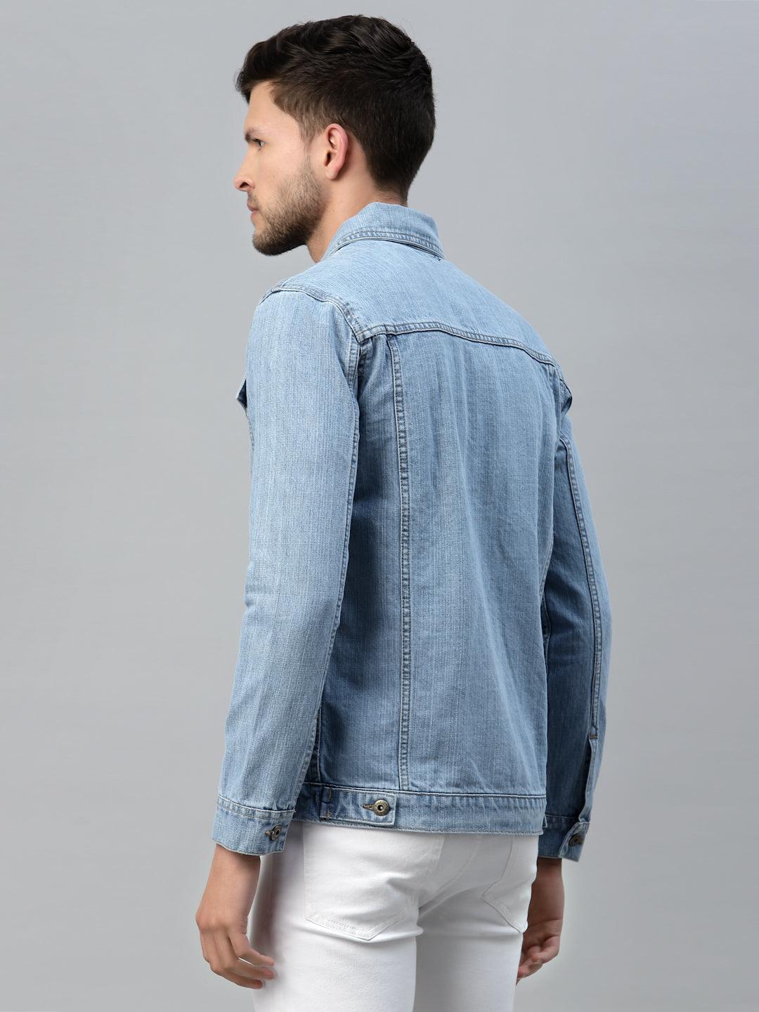 Style Quotient Men Blue Washed Denim Jacket
