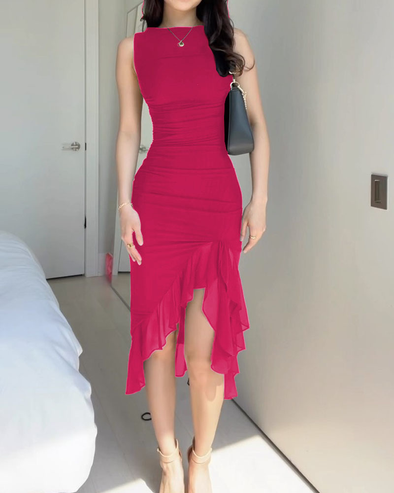 Casual Sleeveless Ruffle Dress