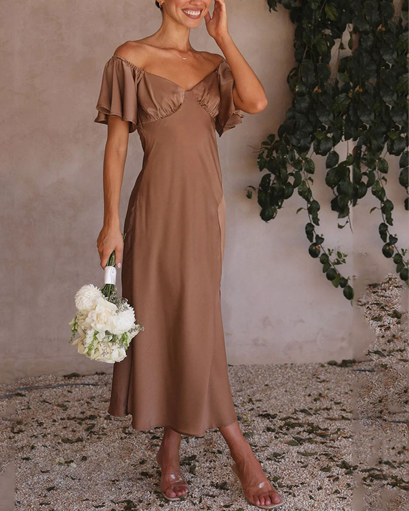 Elegant Solid Color One Shoulder Dress