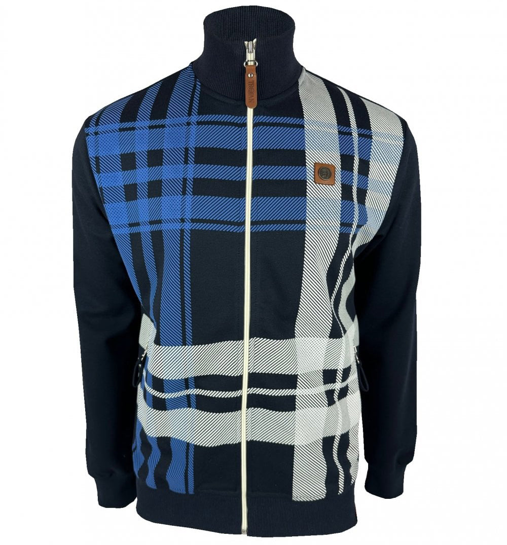 Trojan Oversize Check Track Top Navy