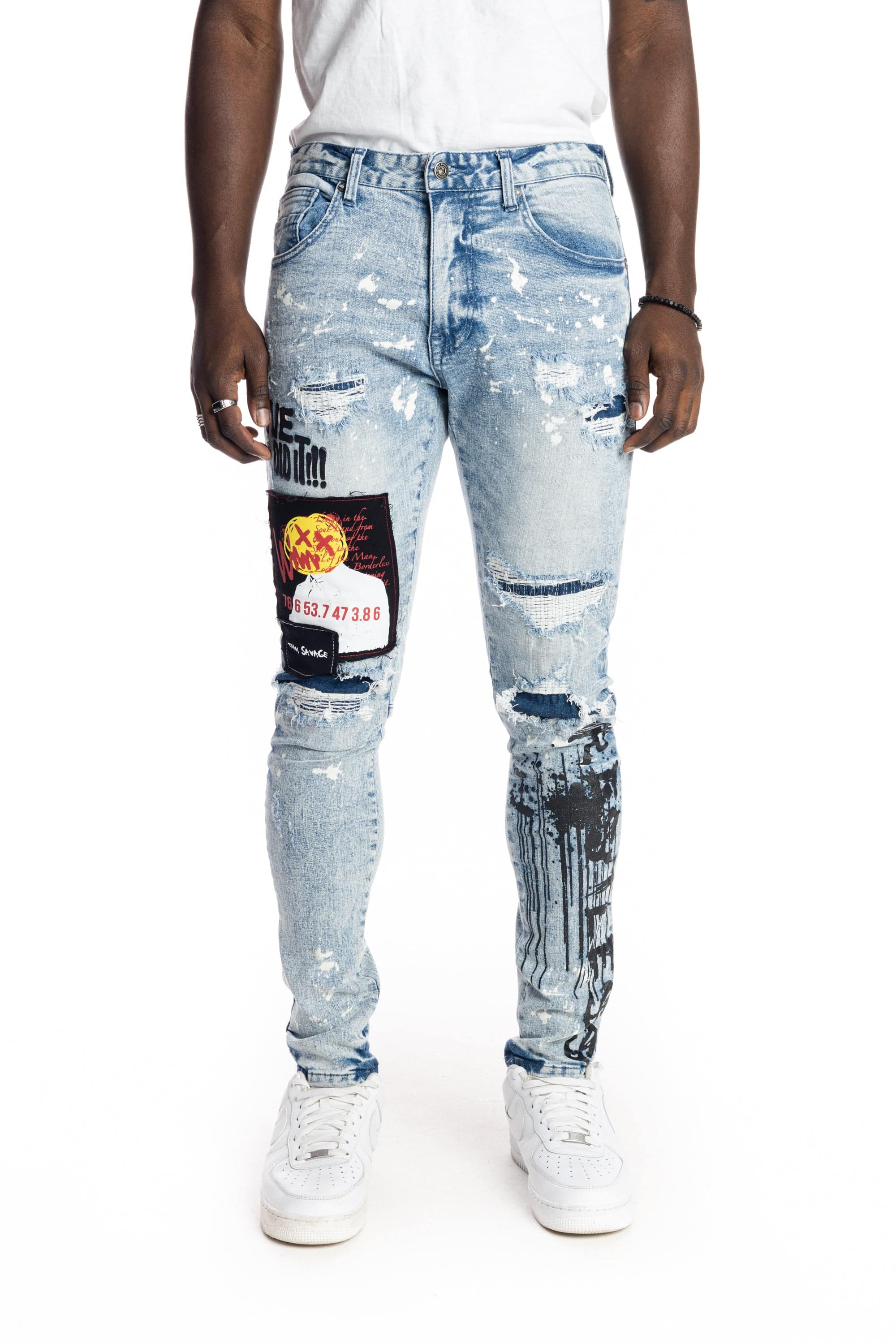 Graphic Patched Fashion Jeans