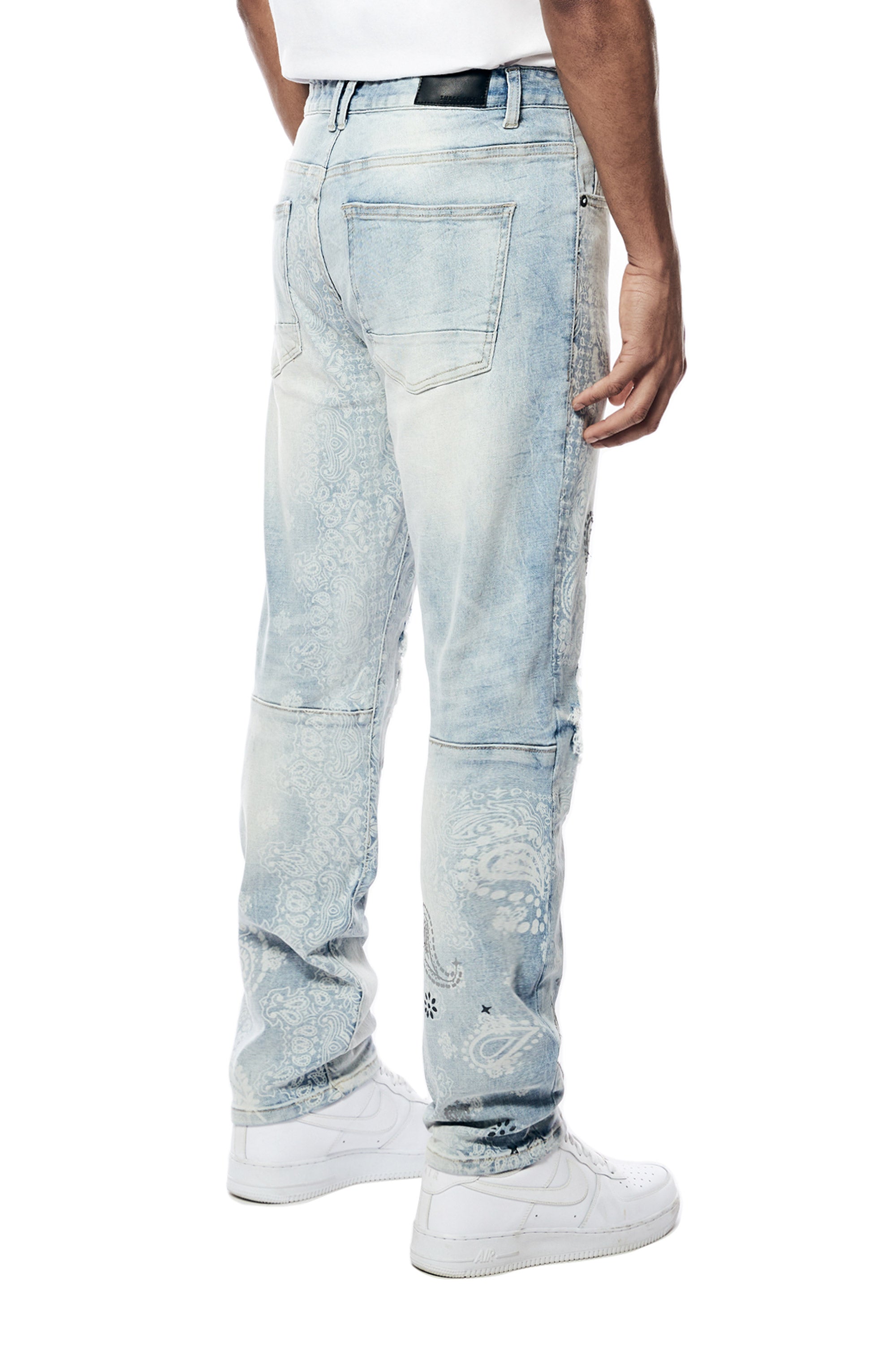 Laser Print Paisley Jeans