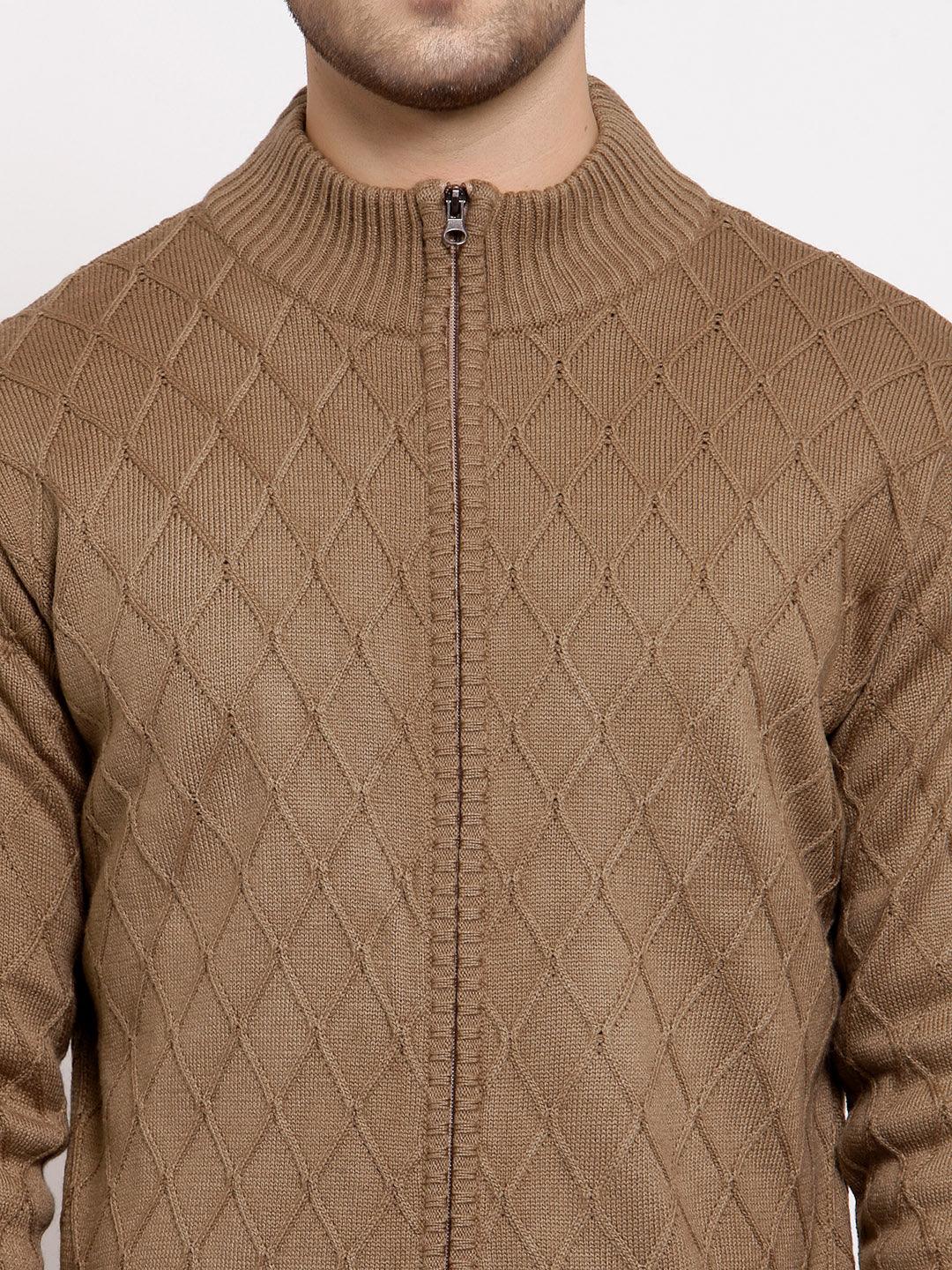 Style Quotient Mens Geometric Front-Open Sweaters