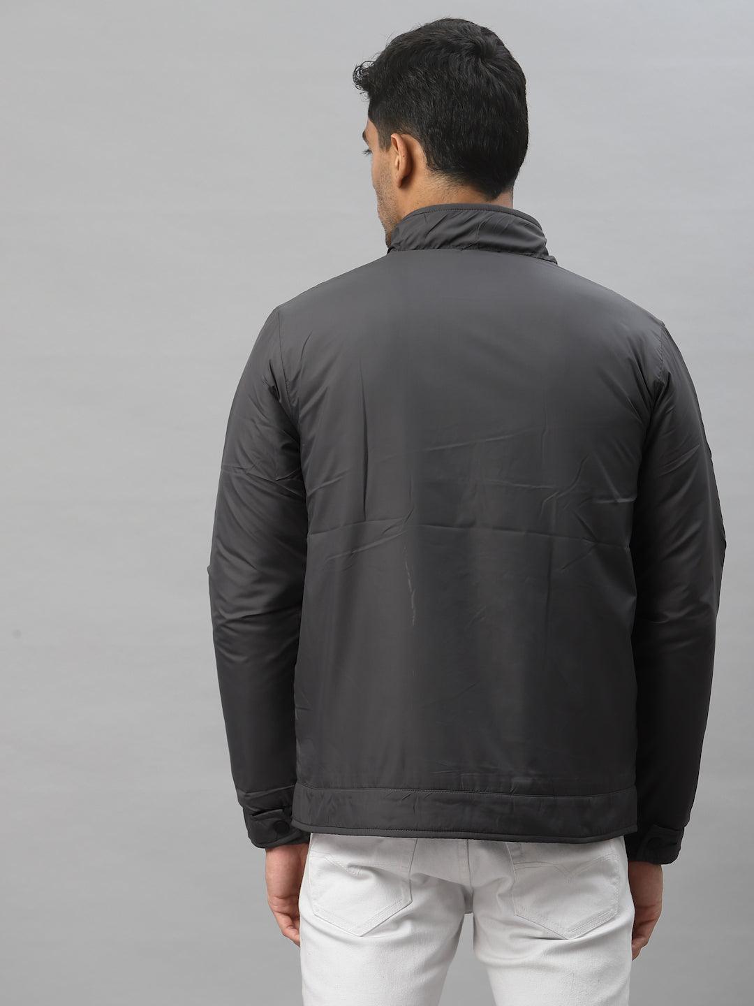 Style Quotient Men Grey Geometric Sporty Jacket