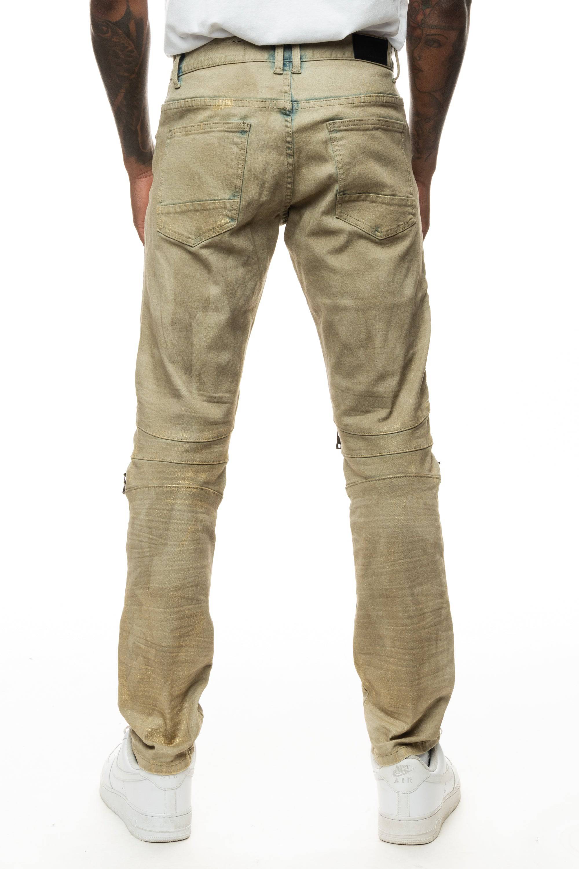 Waxed Zipper Moto Jeans