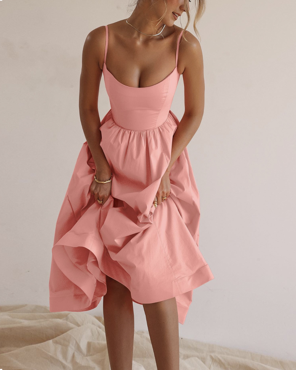 Sleeveless tank top solid color dress