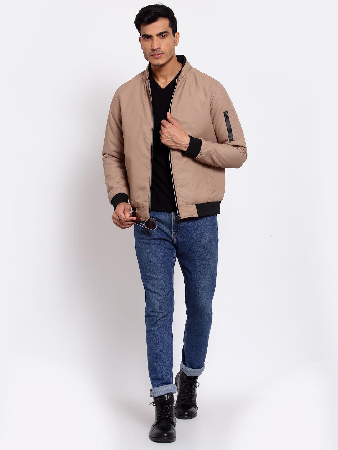 Men Camel Brown Lightweight Outdoor Bomber Jacket