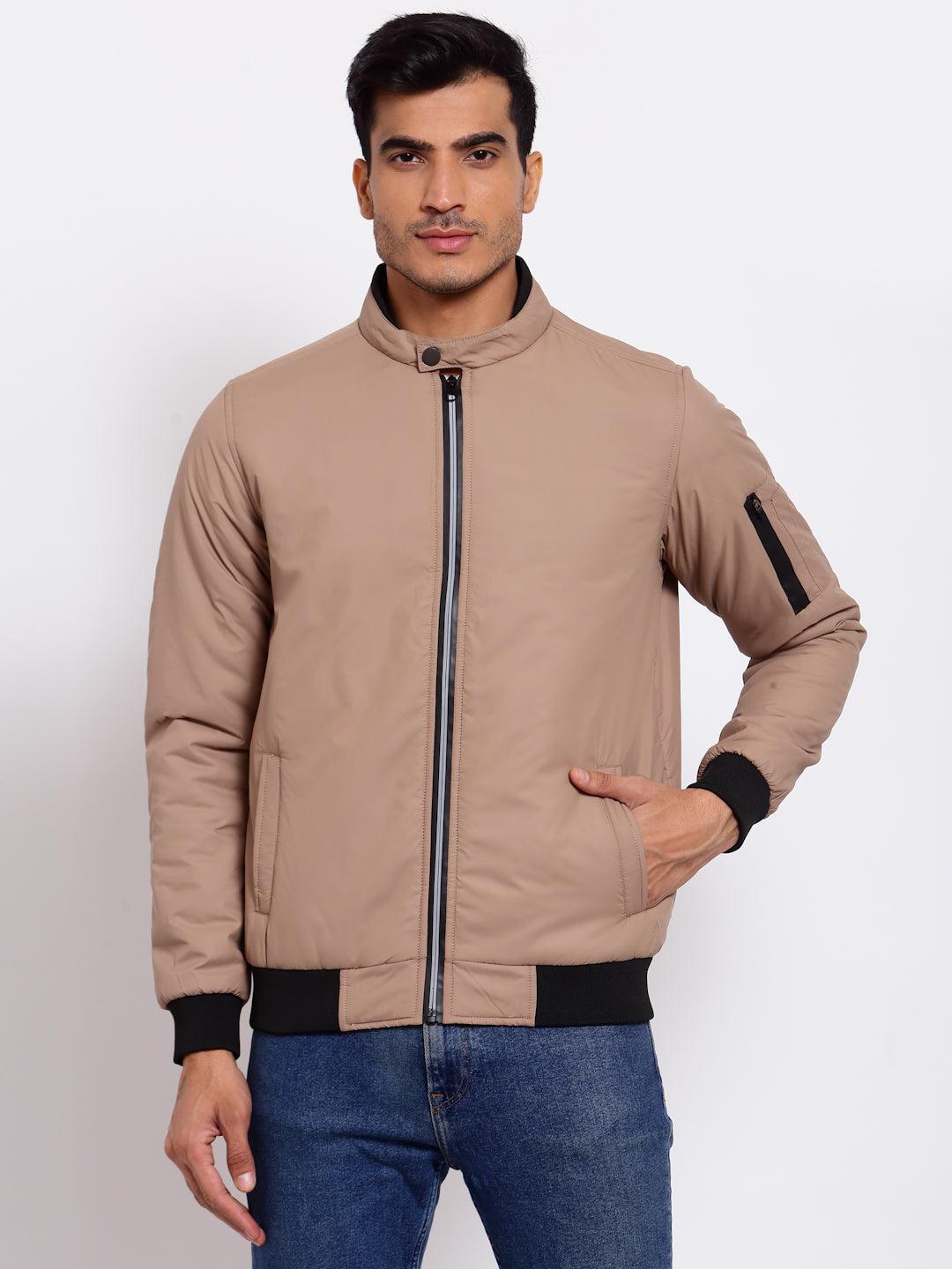 Men Camel Brown Lightweight Outdoor Bomber Jacket