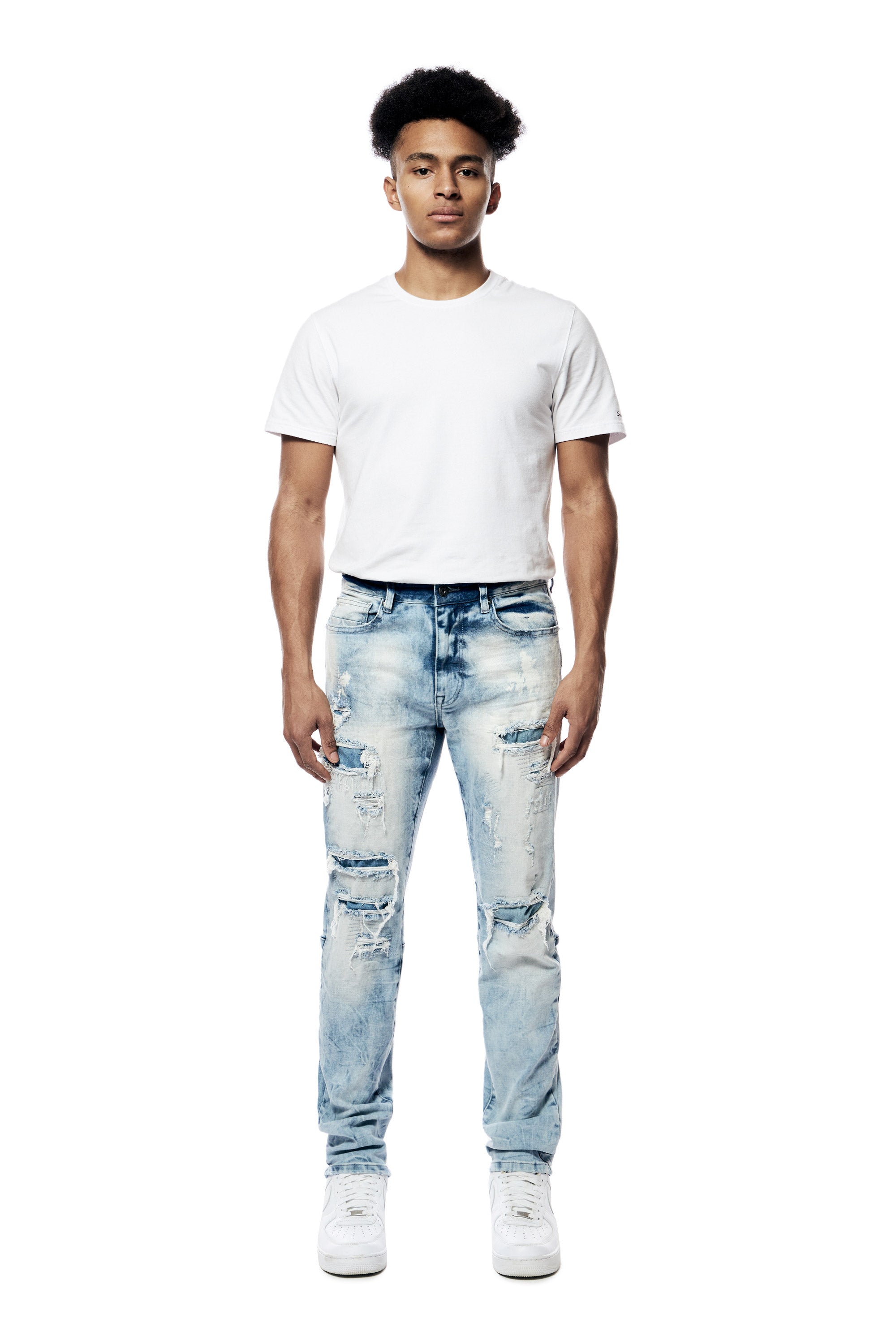 Bleach Washed Rip & Repaired Jeans