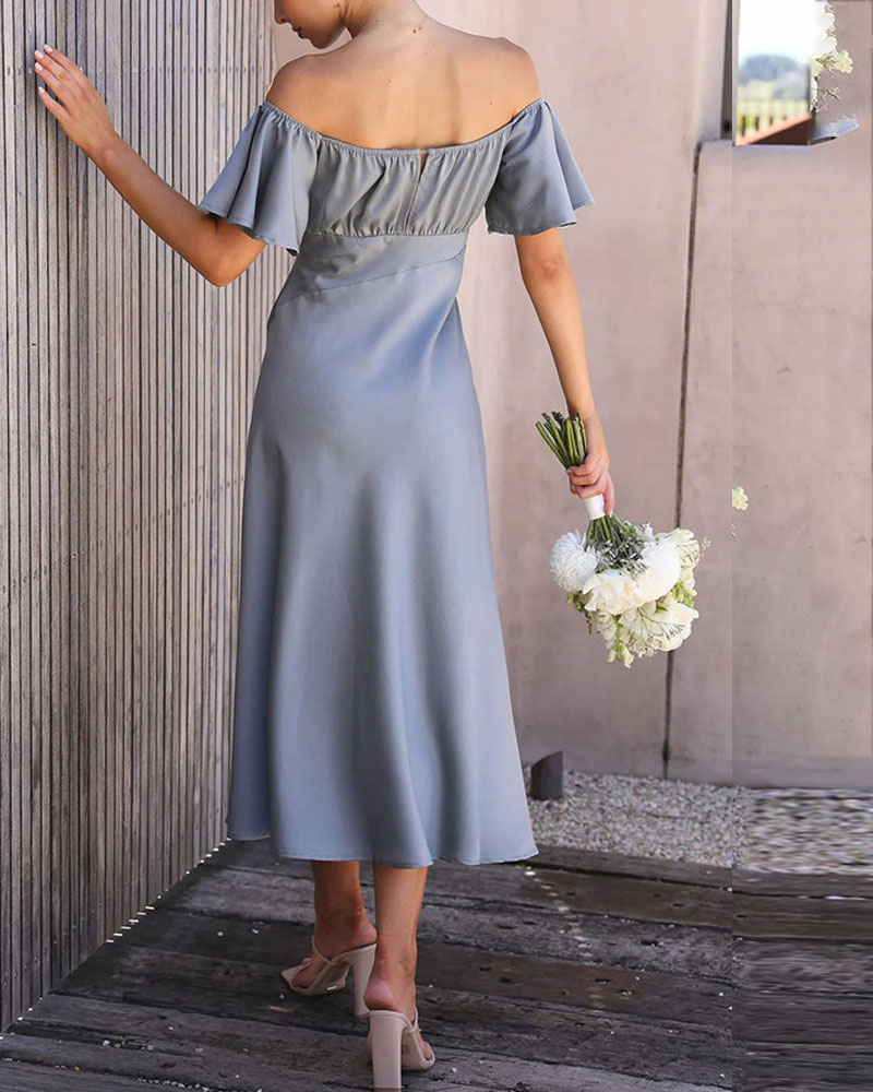 Elegant Solid Color One Shoulder Dress