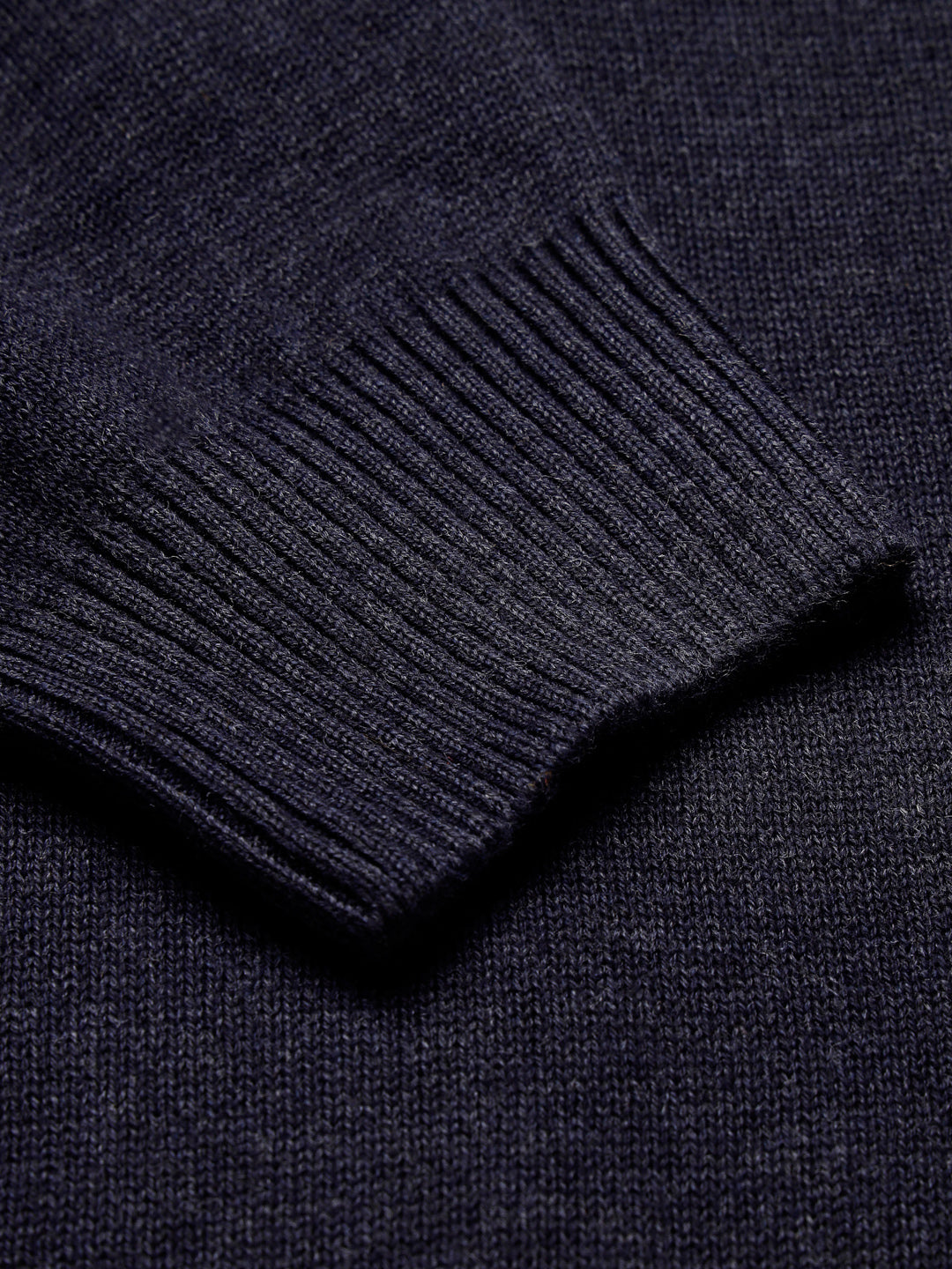 Style Quotient Men Solid Dark Blue Knitted Regular Sweater